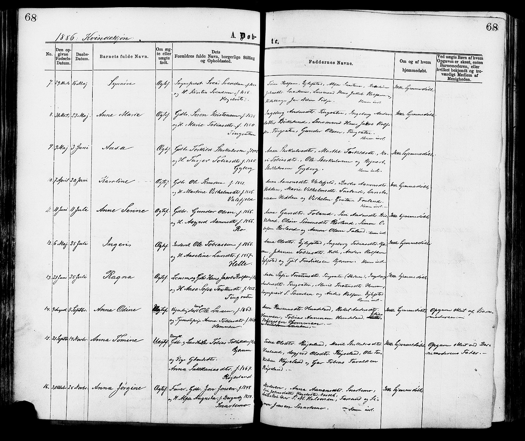 Hægebostad sokneprestkontor, AV/SAK-1111-0024/F/Fa/Faa/L0005: Parish register (official) no. A 5, 1864-1886, p. 68