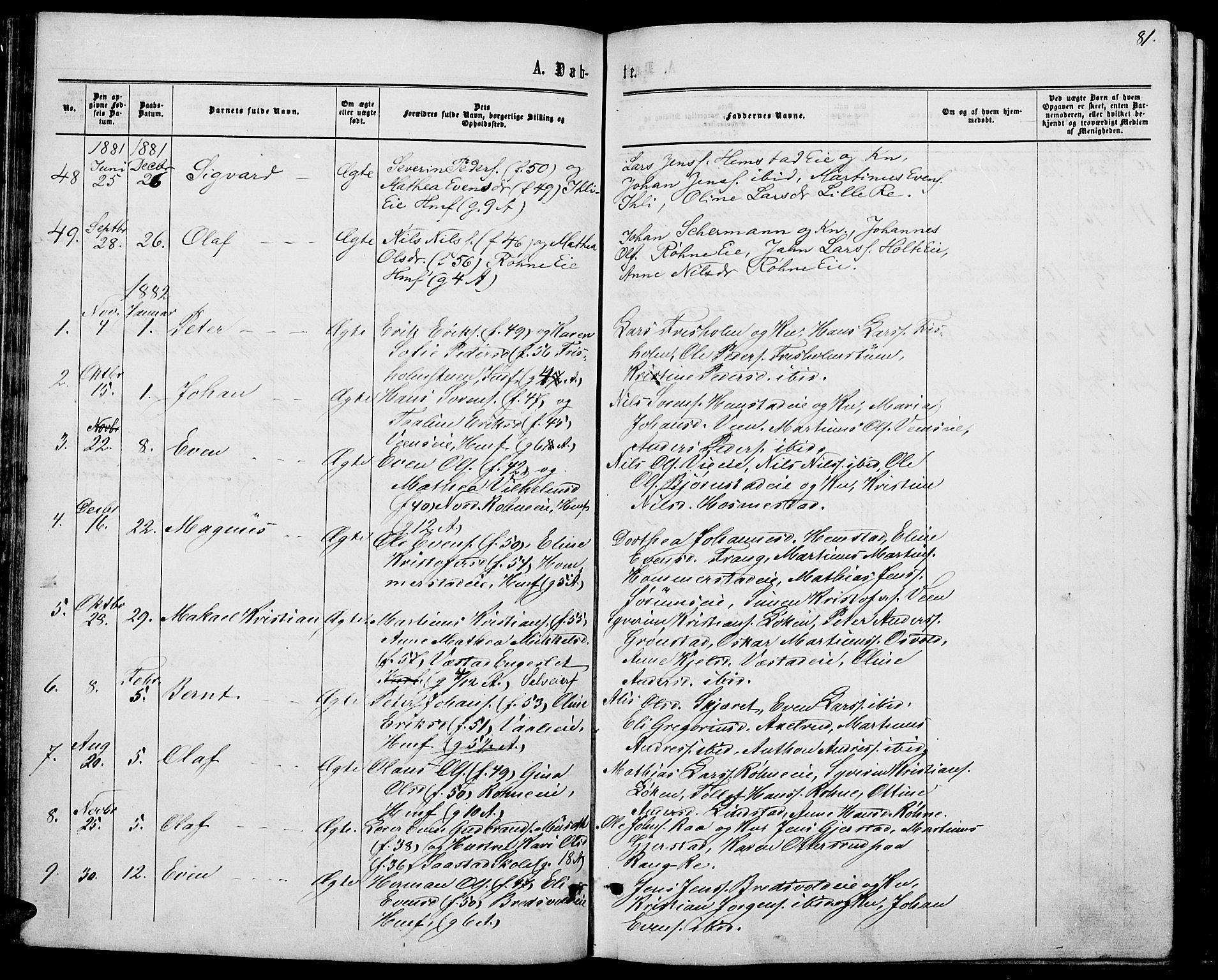 Stange prestekontor, SAH/PREST-002/L/L0006: Parish register (copy) no. 6, 1864-1882, p. 81