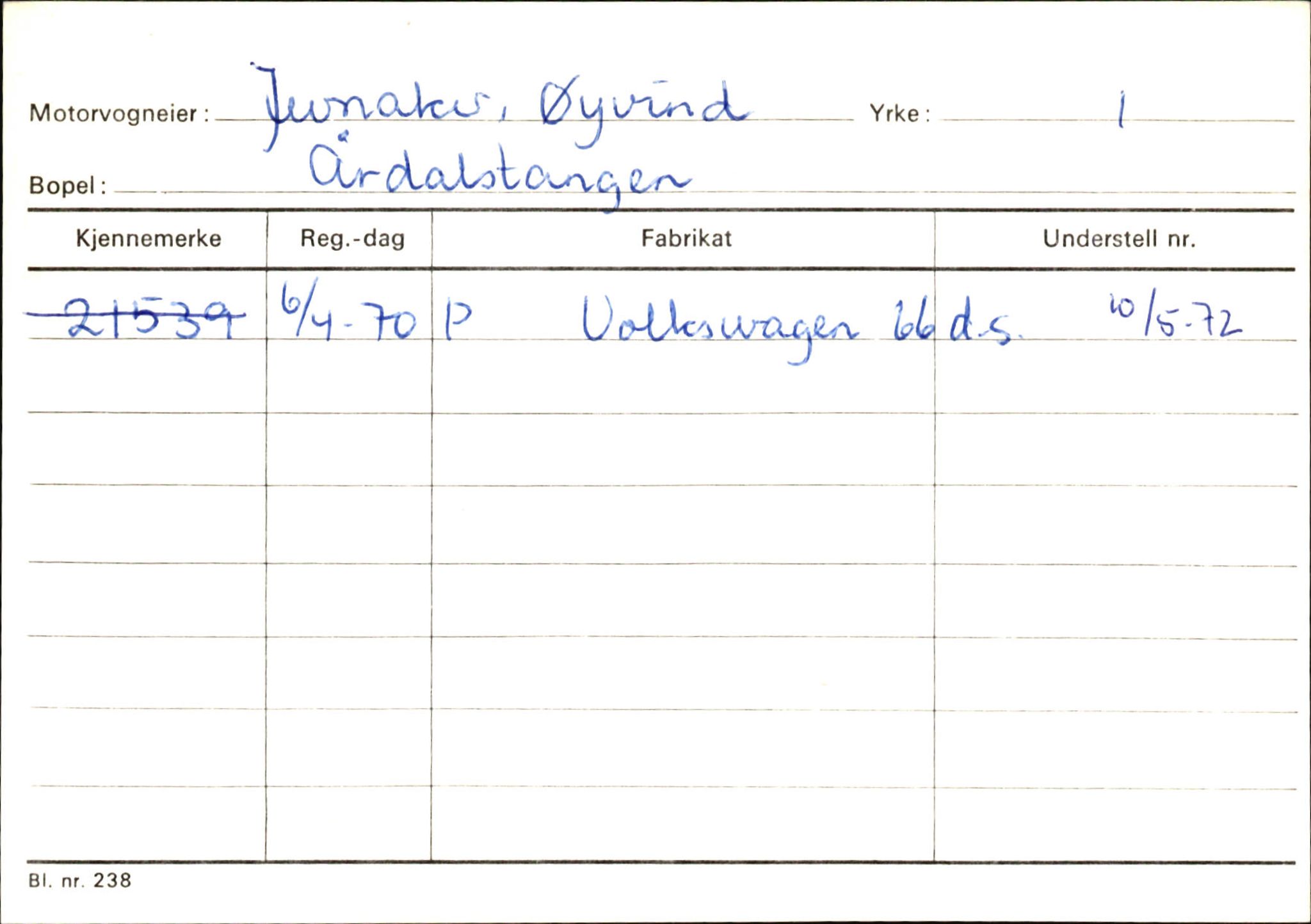 Statens vegvesen, Sogn og Fjordane vegkontor, AV/SAB-A-5301/4/F/L0145: Registerkort Vågsøy S-Å. Årdal I-P, 1945-1975, p. 954