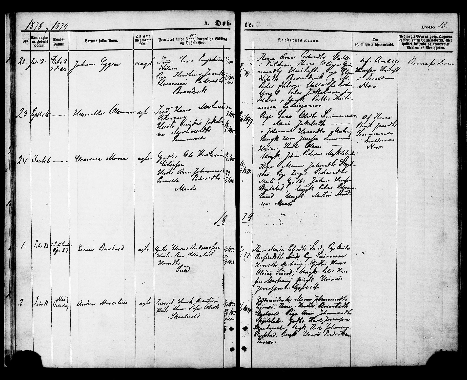 Ministerialprotokoller, klokkerbøker og fødselsregistre - Nordland, AV/SAT-A-1459/857/L0821: Parish register (official) no. 857A01, 1875-1889, p. 18