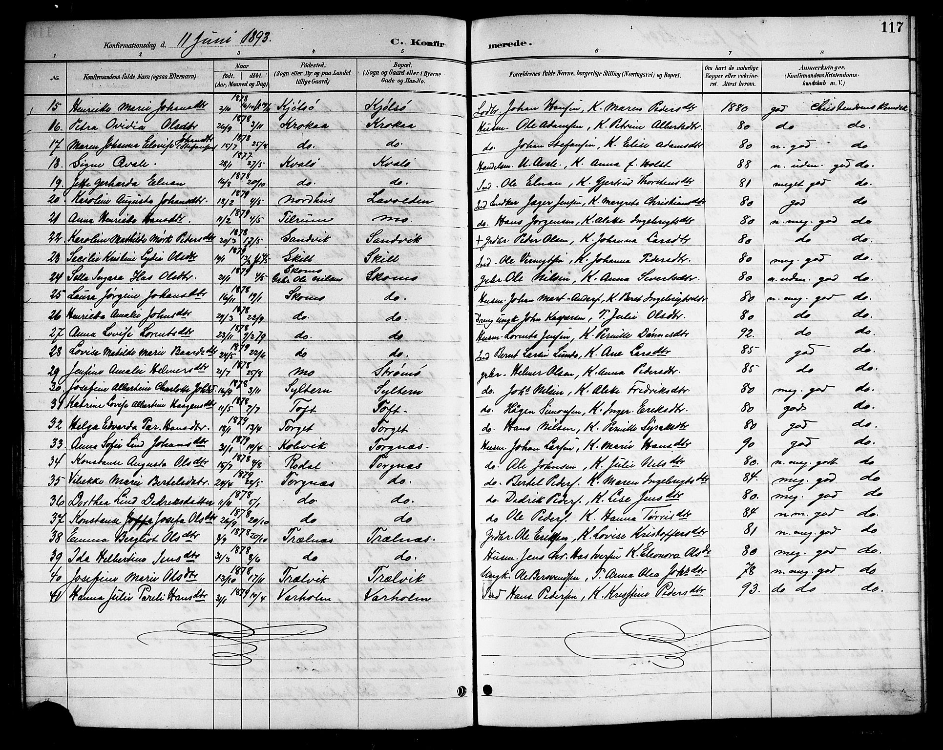 Ministerialprotokoller, klokkerbøker og fødselsregistre - Nordland, AV/SAT-A-1459/813/L0213: Parish register (copy) no. 813C05, 1887-1903, p. 117