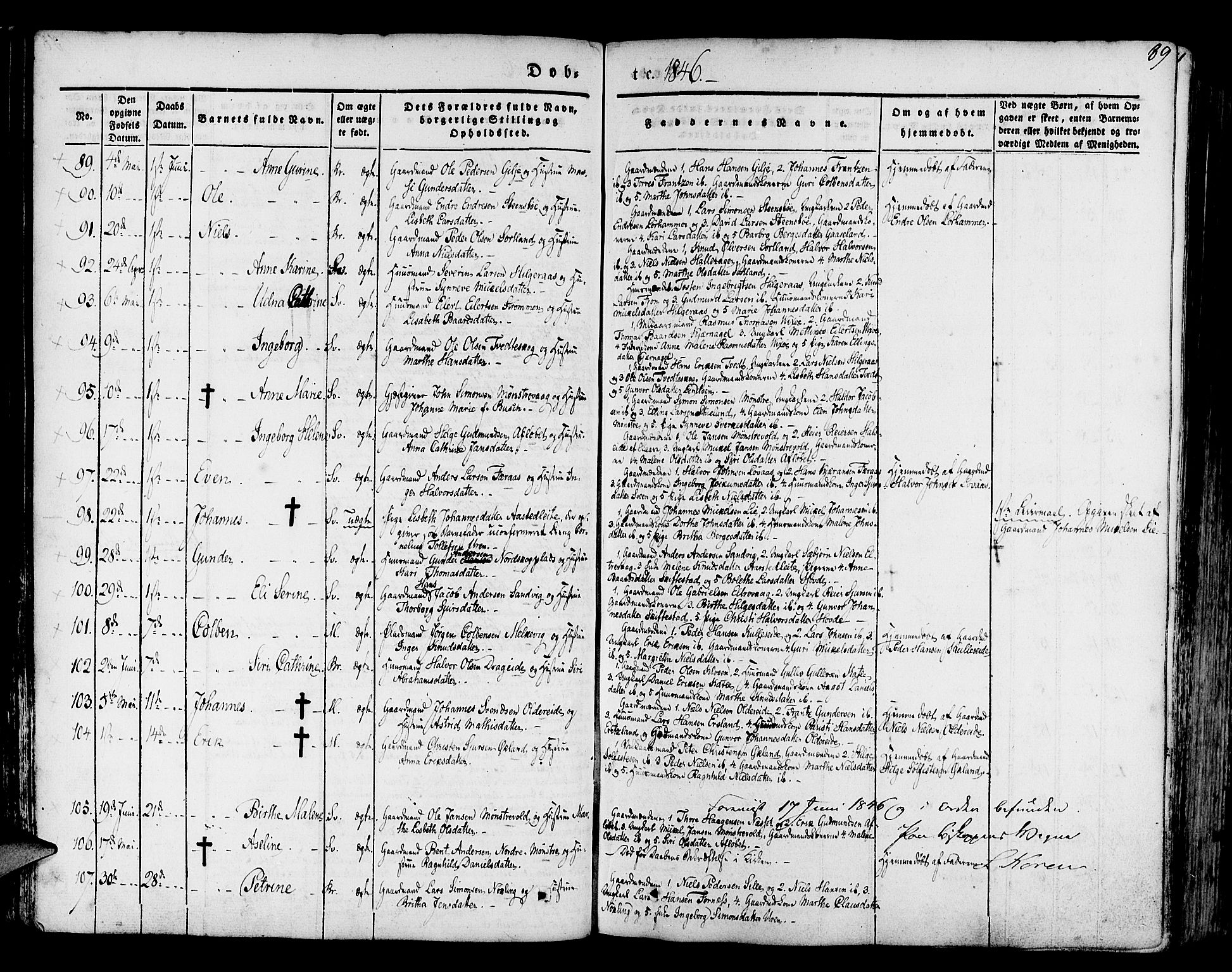 Finnås sokneprestembete, AV/SAB-A-99925/H/Ha/Haa/Haaa/L0006: Parish register (official) no. A 6, 1836-1850, p. 89