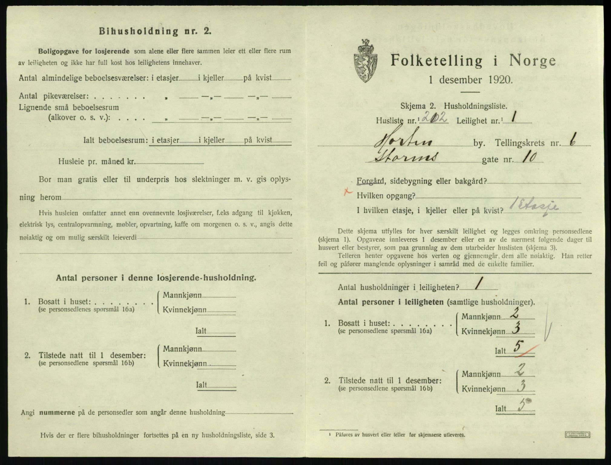 SAKO, 1920 census for Horten, 1920, p. 7169