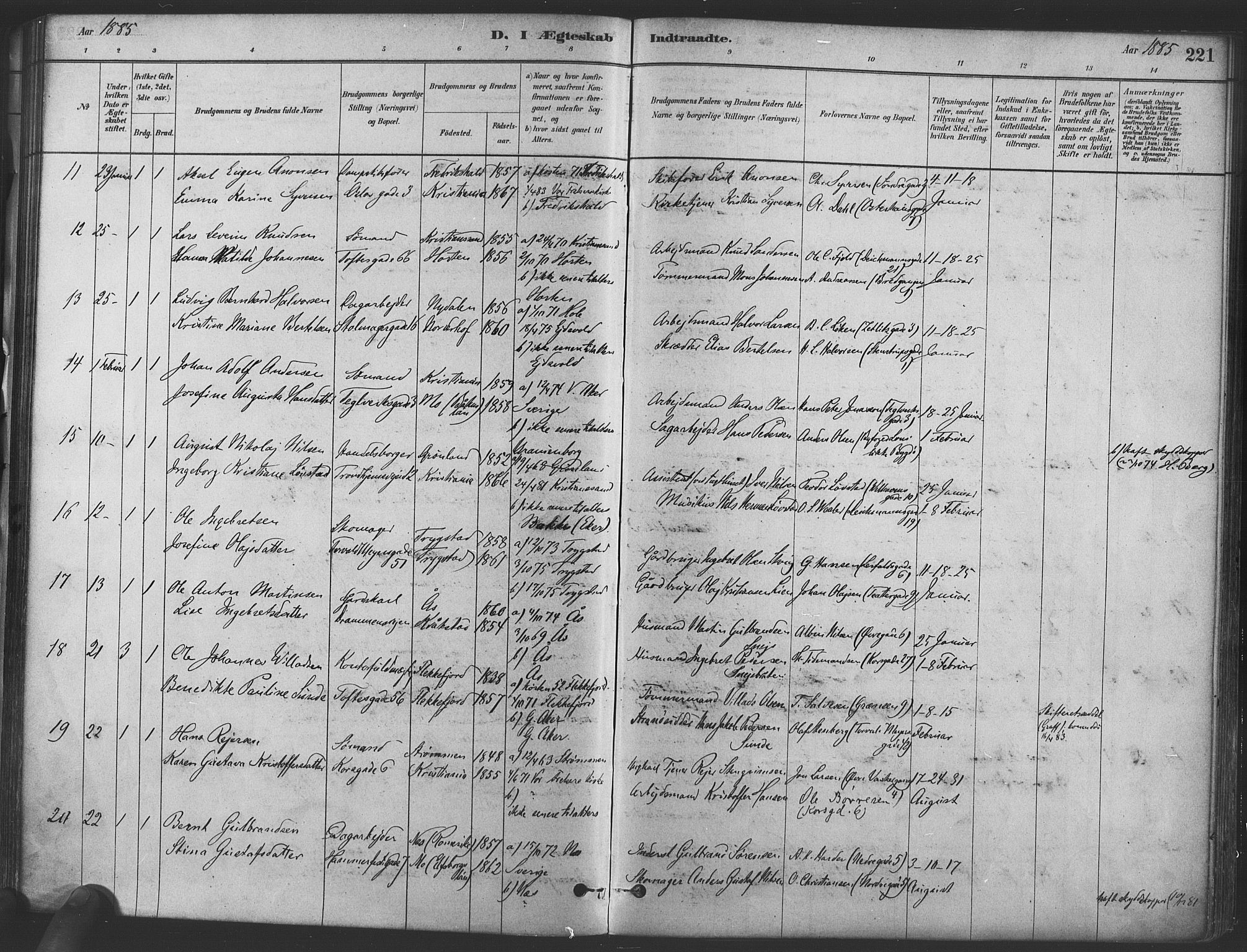 Paulus prestekontor Kirkebøker, AV/SAO-A-10871/F/Fa/L0004: Parish register (official) no. 4, 1879-1891, p. 221