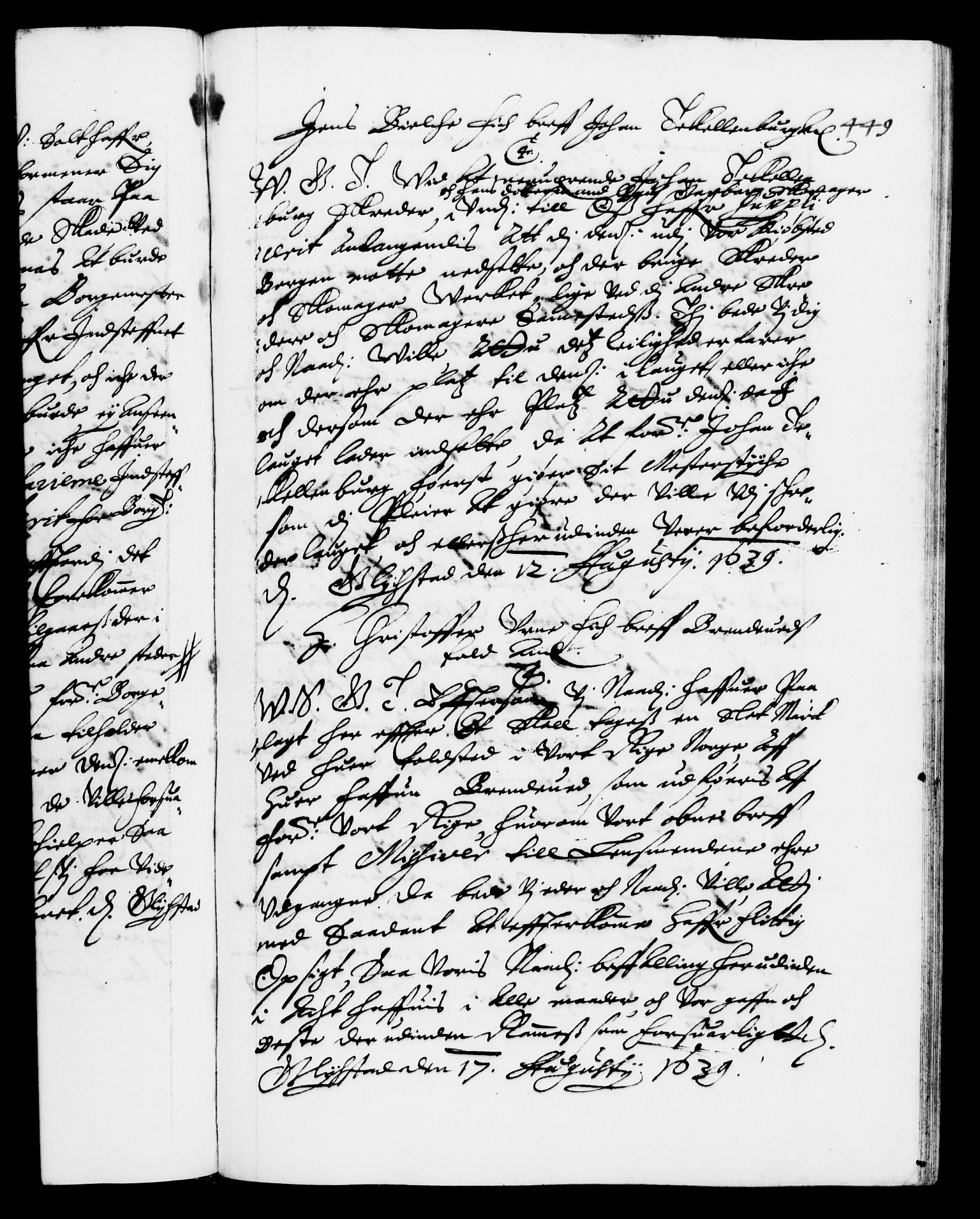 Danske Kanselli 1572-1799, AV/RA-EA-3023/F/Fc/Fca/Fcab/L0006: Norske tegnelser (mikrofilm), 1634-1639, p. 449a