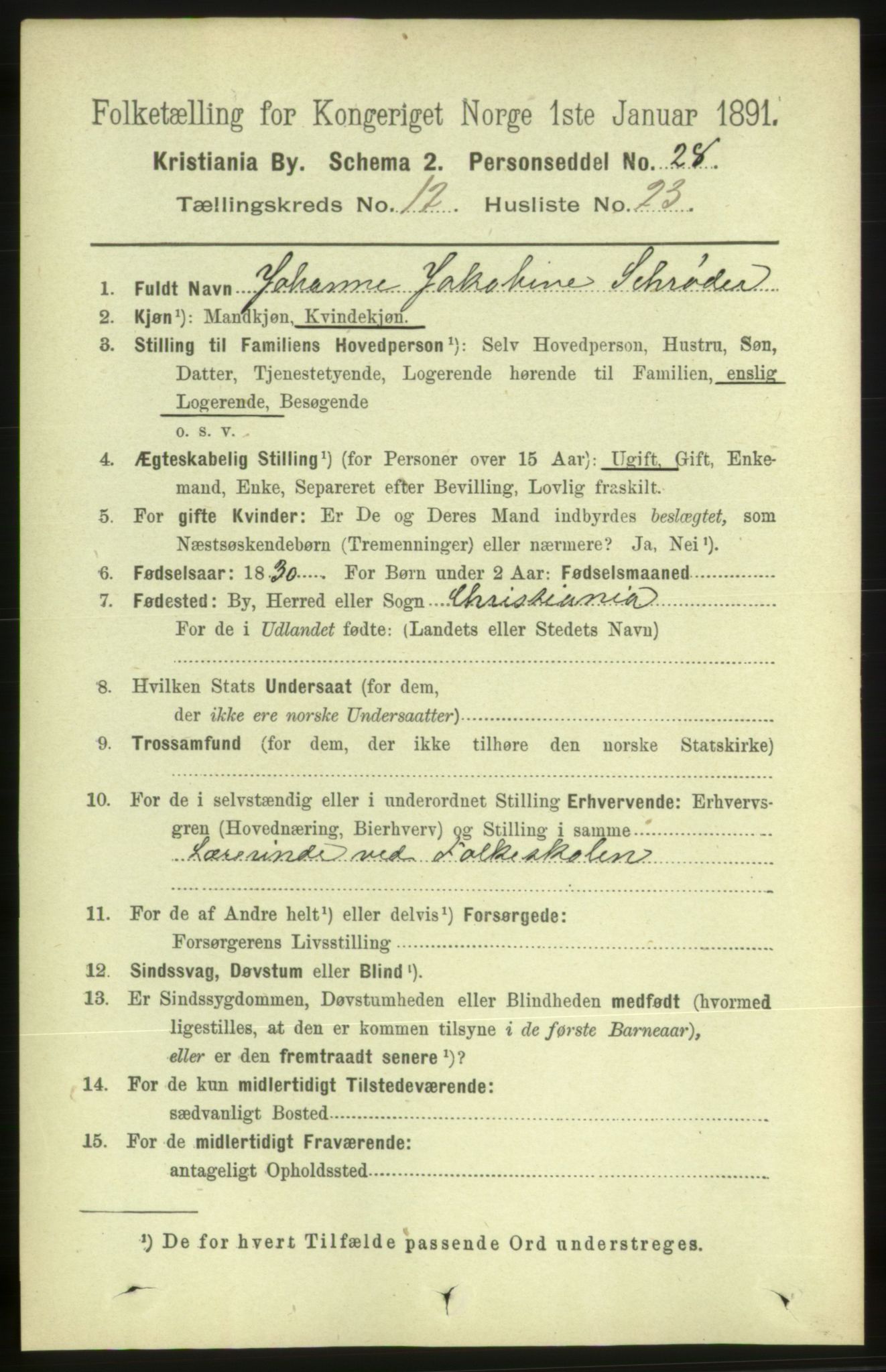 RA, 1891 census for 0301 Kristiania, 1891, p. 5903