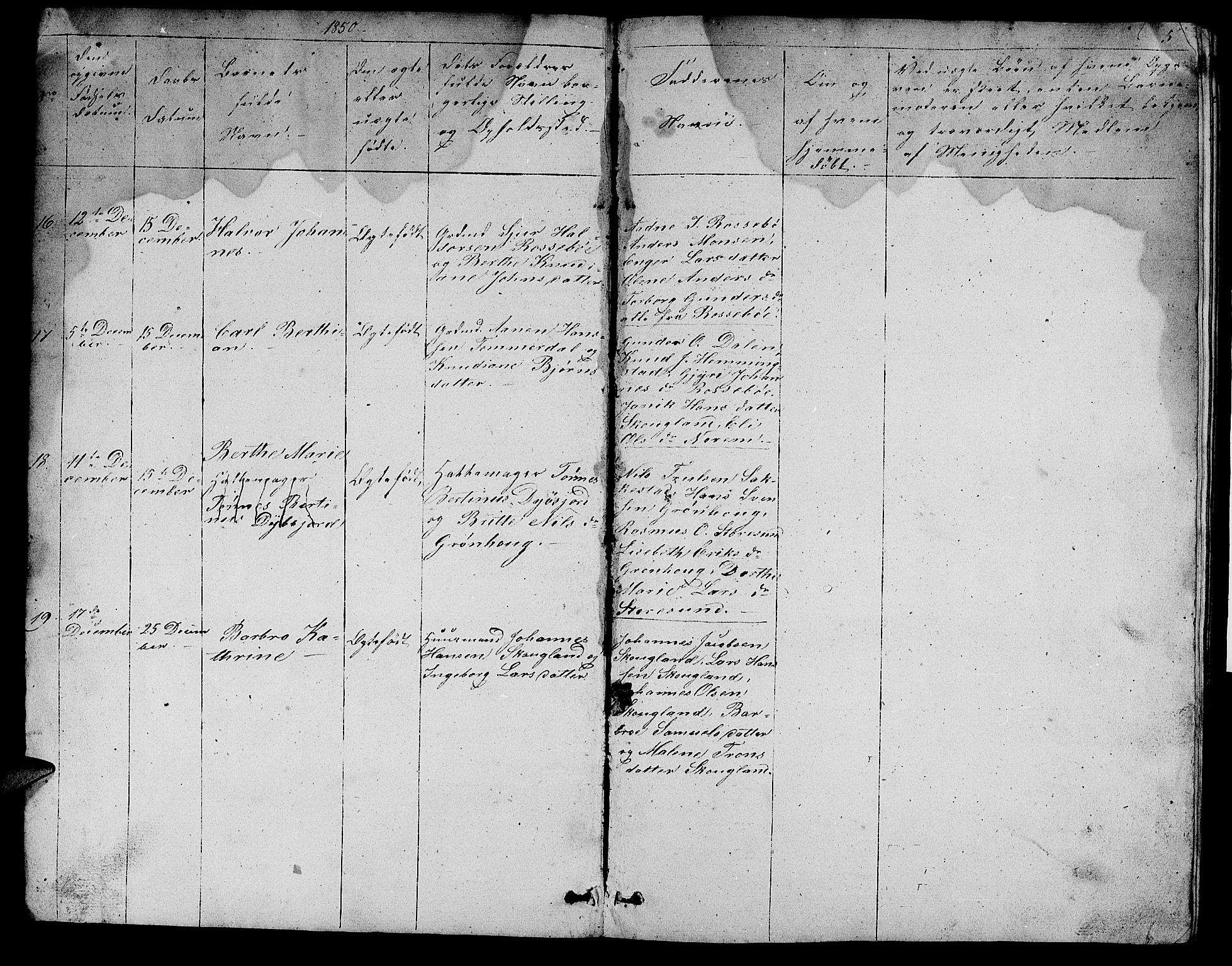 Torvastad sokneprestkontor, AV/SAST-A -101857/H/Ha/Hab/L0004: Parish register (copy) no. B 4, 1850-1864, p. 5