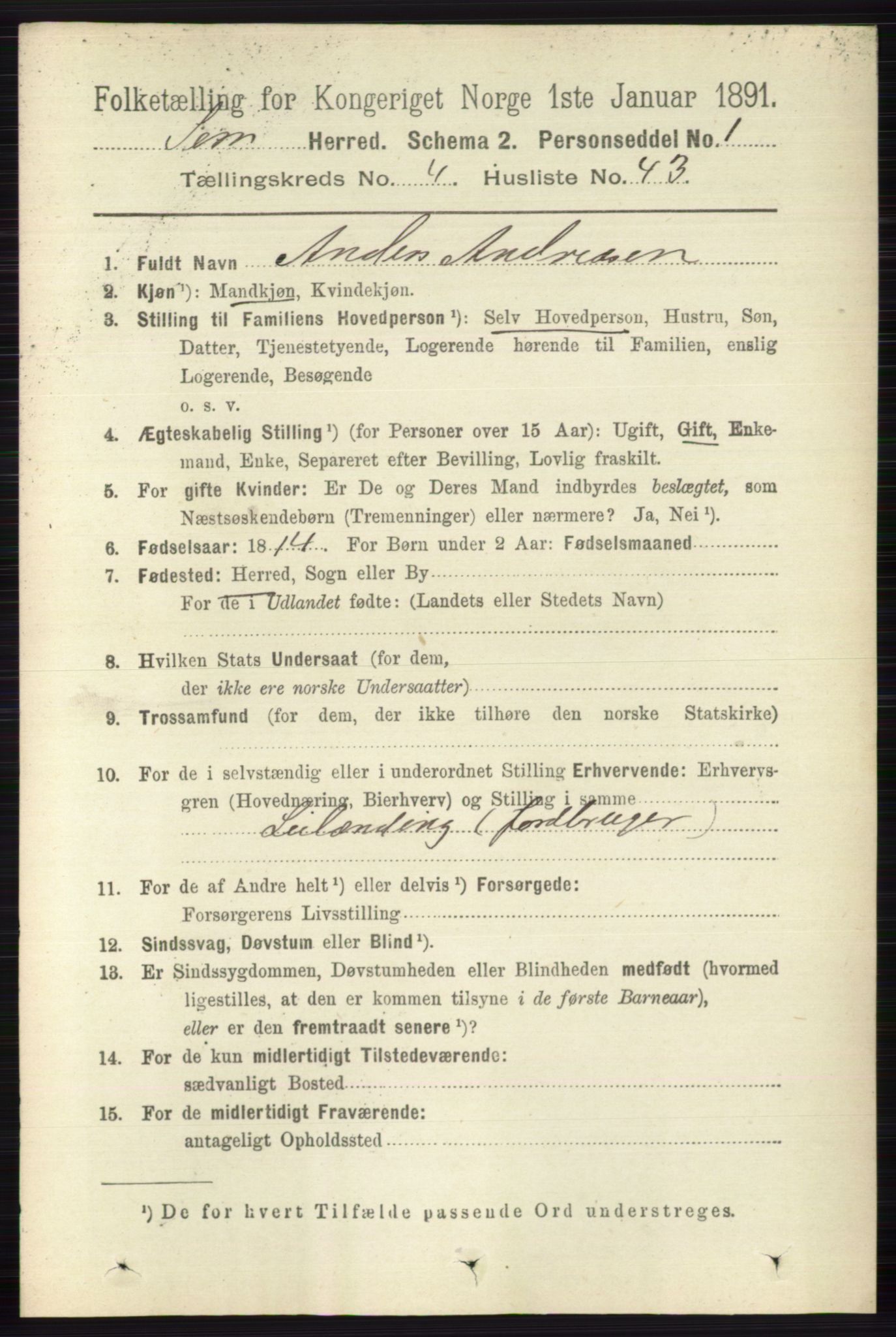 RA, 1891 census for 0721 Sem, 1891, p. 1866