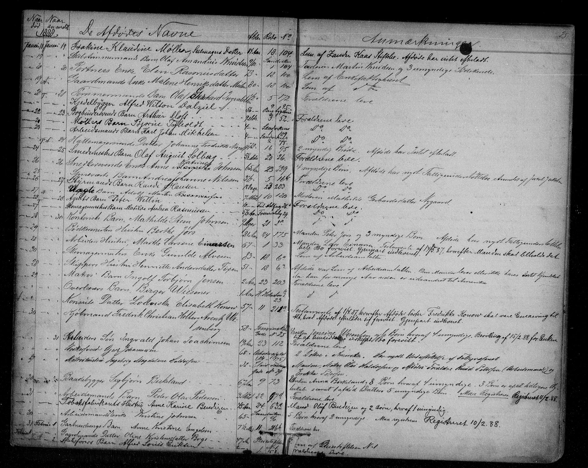 Byfogd og Byskriver i Bergen, AV/SAB-A-3401/06/06Na/L0005: Dødsfallsjournaler, 1886-1892, p. 24b-25a