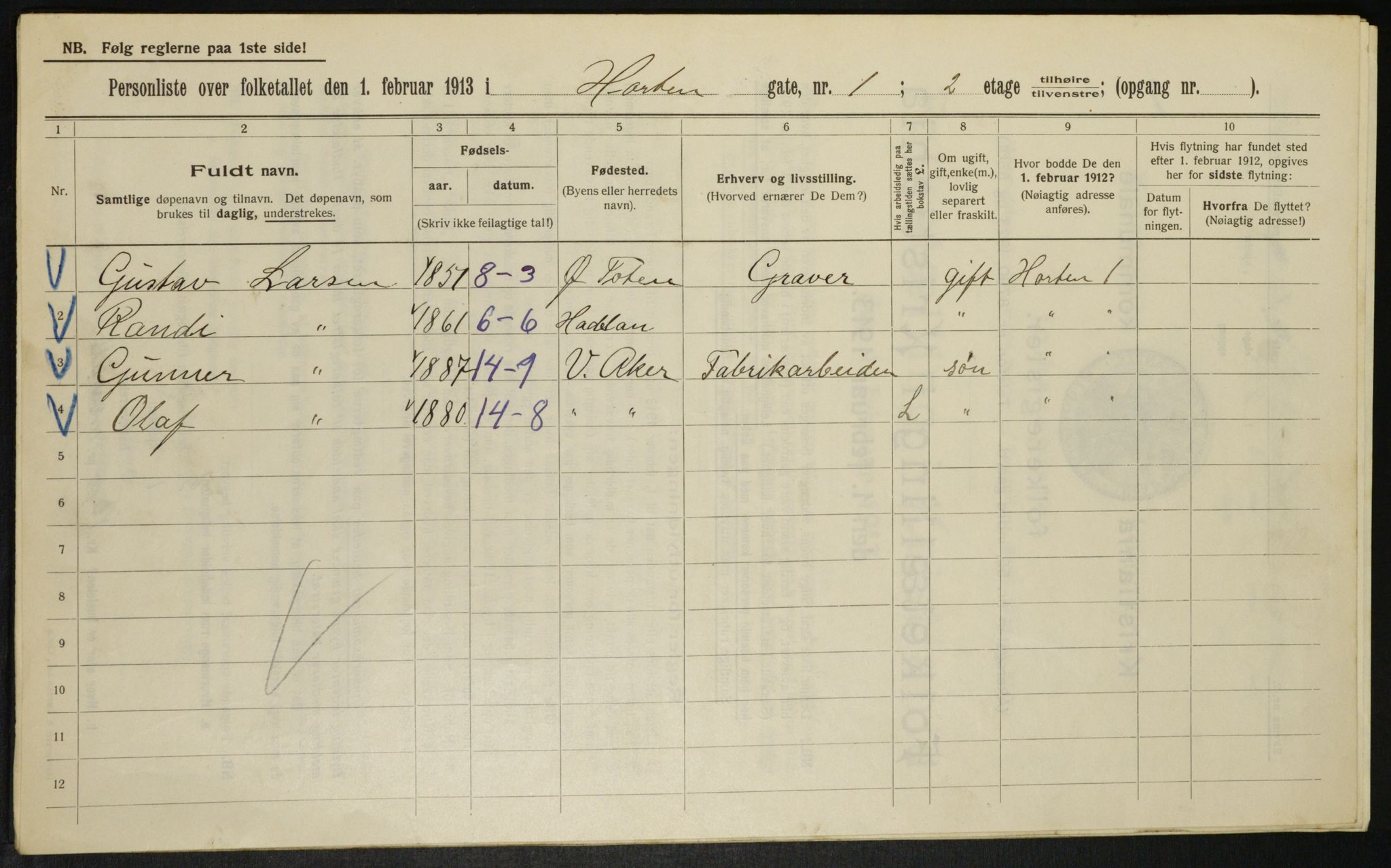 OBA, Municipal Census 1913 for Kristiania, 1913, p. 41210