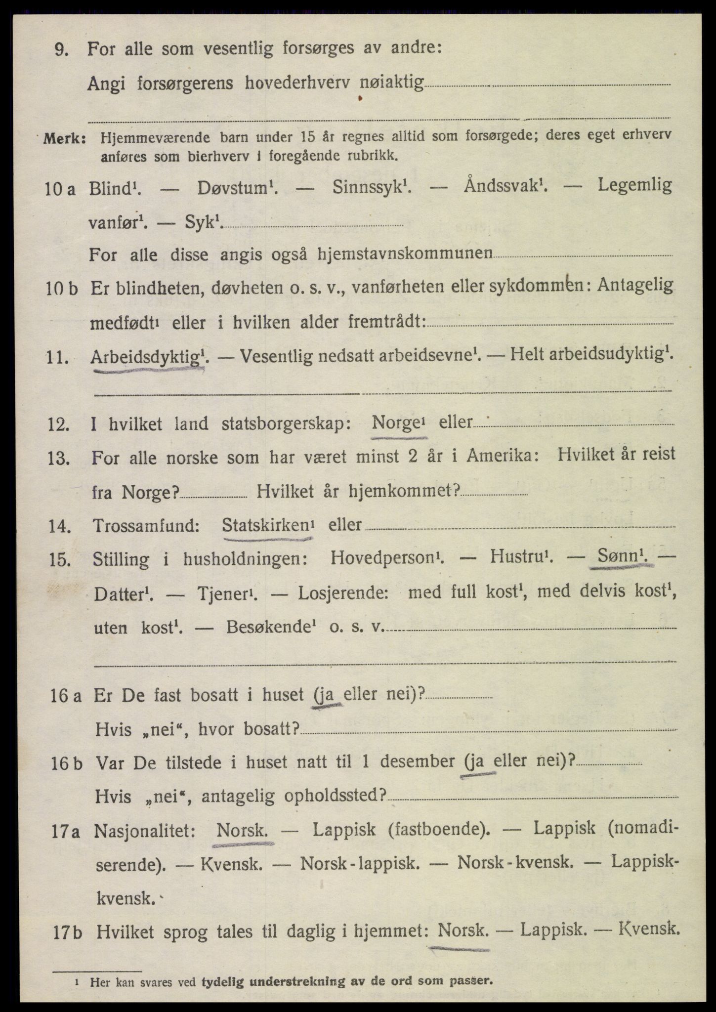 SAT, 1920 census for Sparbu, 1920, p. 6822