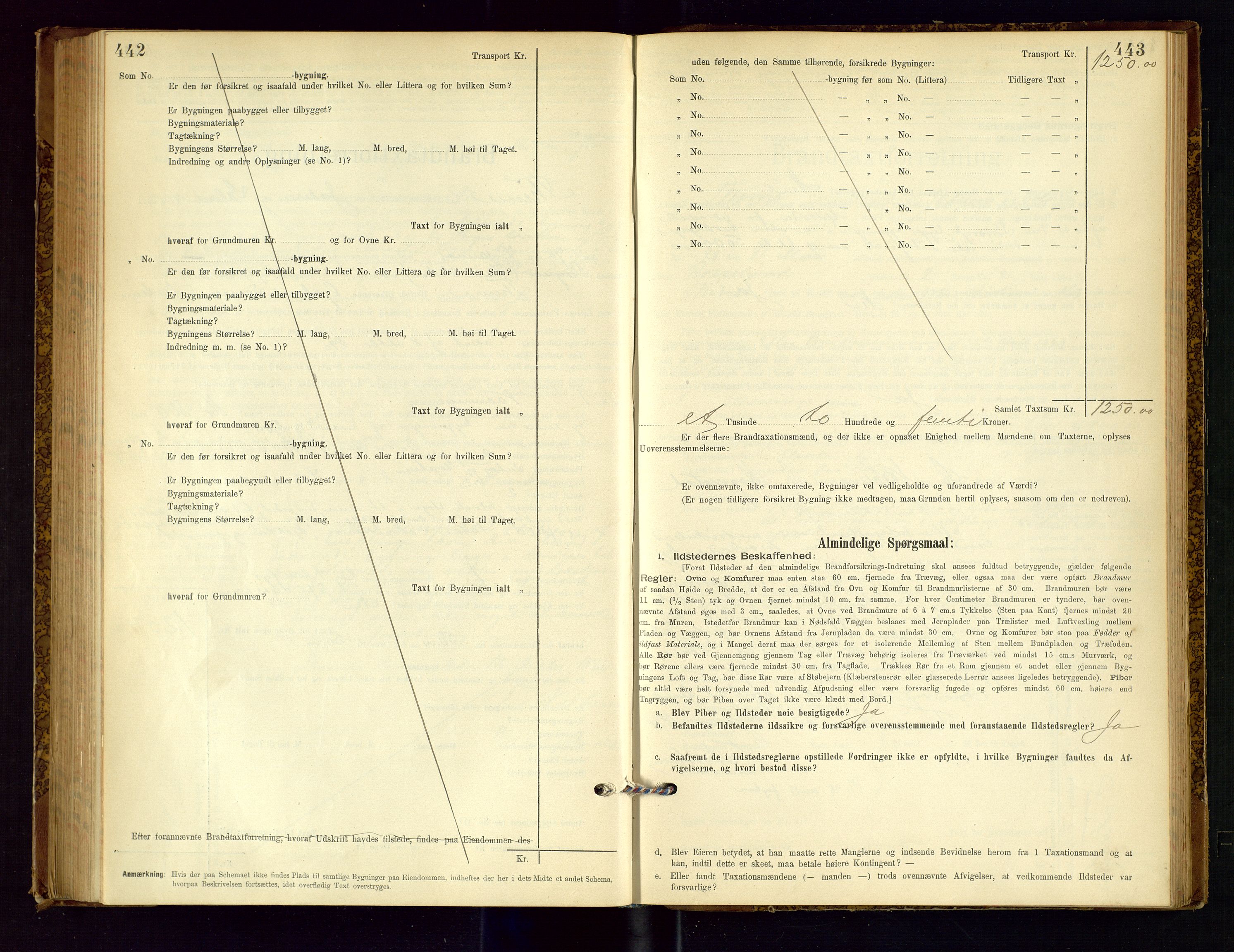 Time lensmannskontor, AV/SAST-A-100420/Gob/L0001: Branntakstprotokoll, 1896-1914, p. 442-443