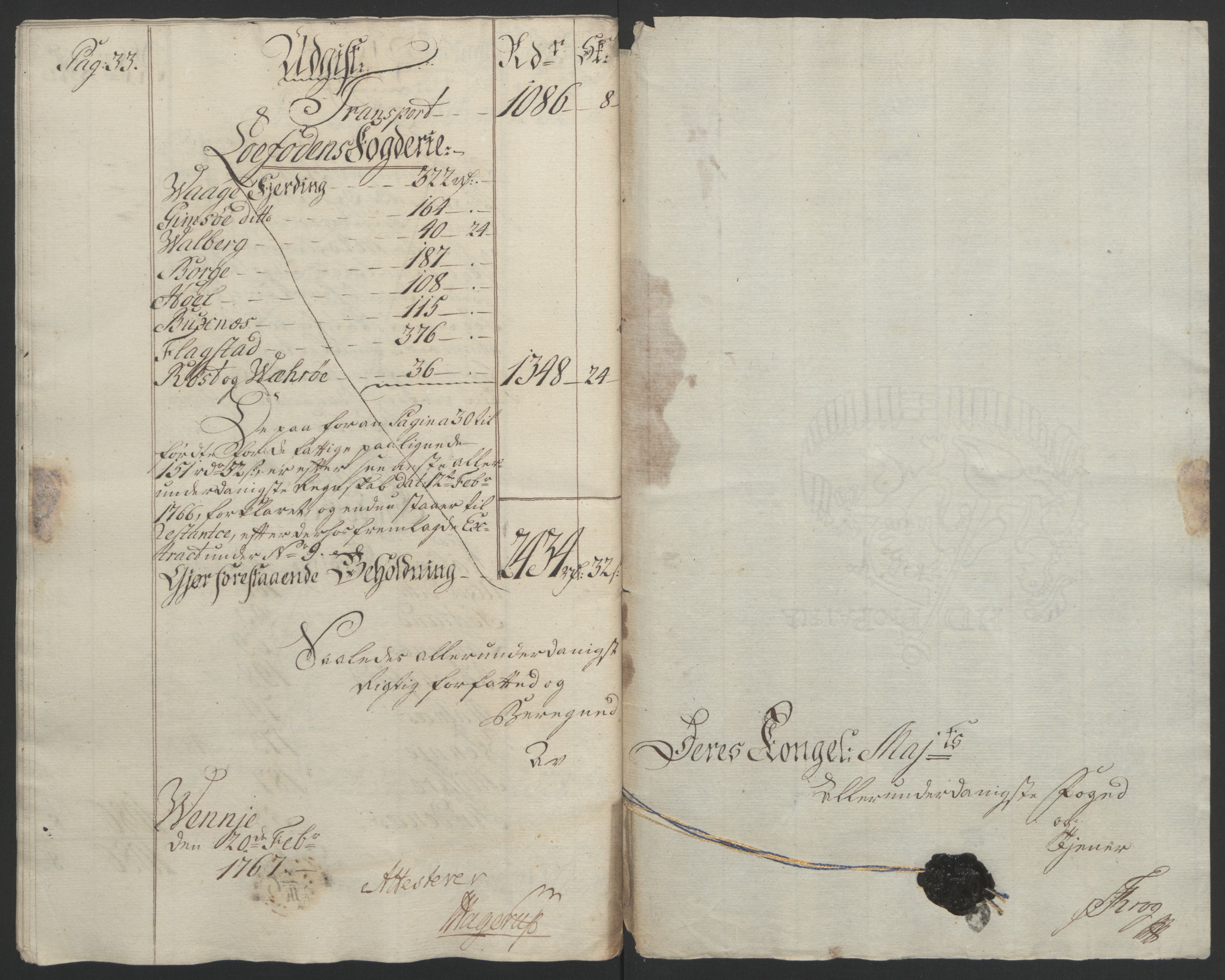 Rentekammeret inntil 1814, Reviderte regnskaper, Fogderegnskap, AV/RA-EA-4092/R67/L4747: Ekstraskatten Vesterålen, Andenes og Lofoten, 1762-1766, p. 459