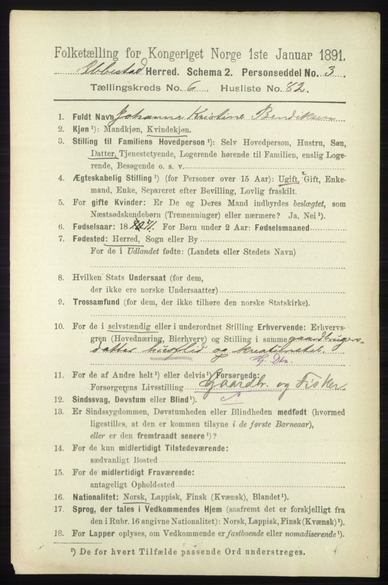 RA, 1891 census for 1917 Ibestad, 1891, p. 4043