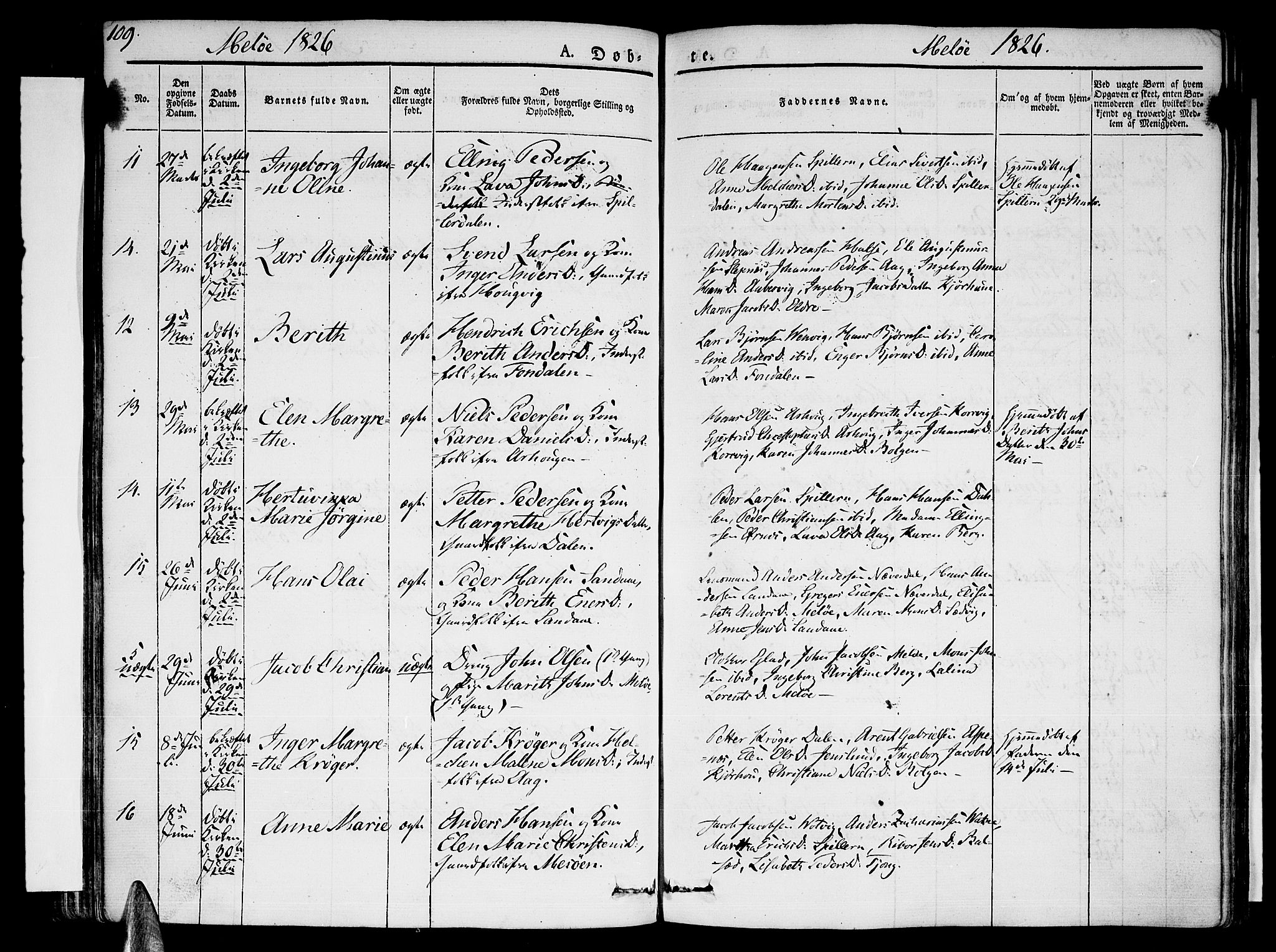 Ministerialprotokoller, klokkerbøker og fødselsregistre - Nordland, SAT/A-1459/841/L0598: Parish register (official) no. 841A06 /2, 1825-1844, p. 109