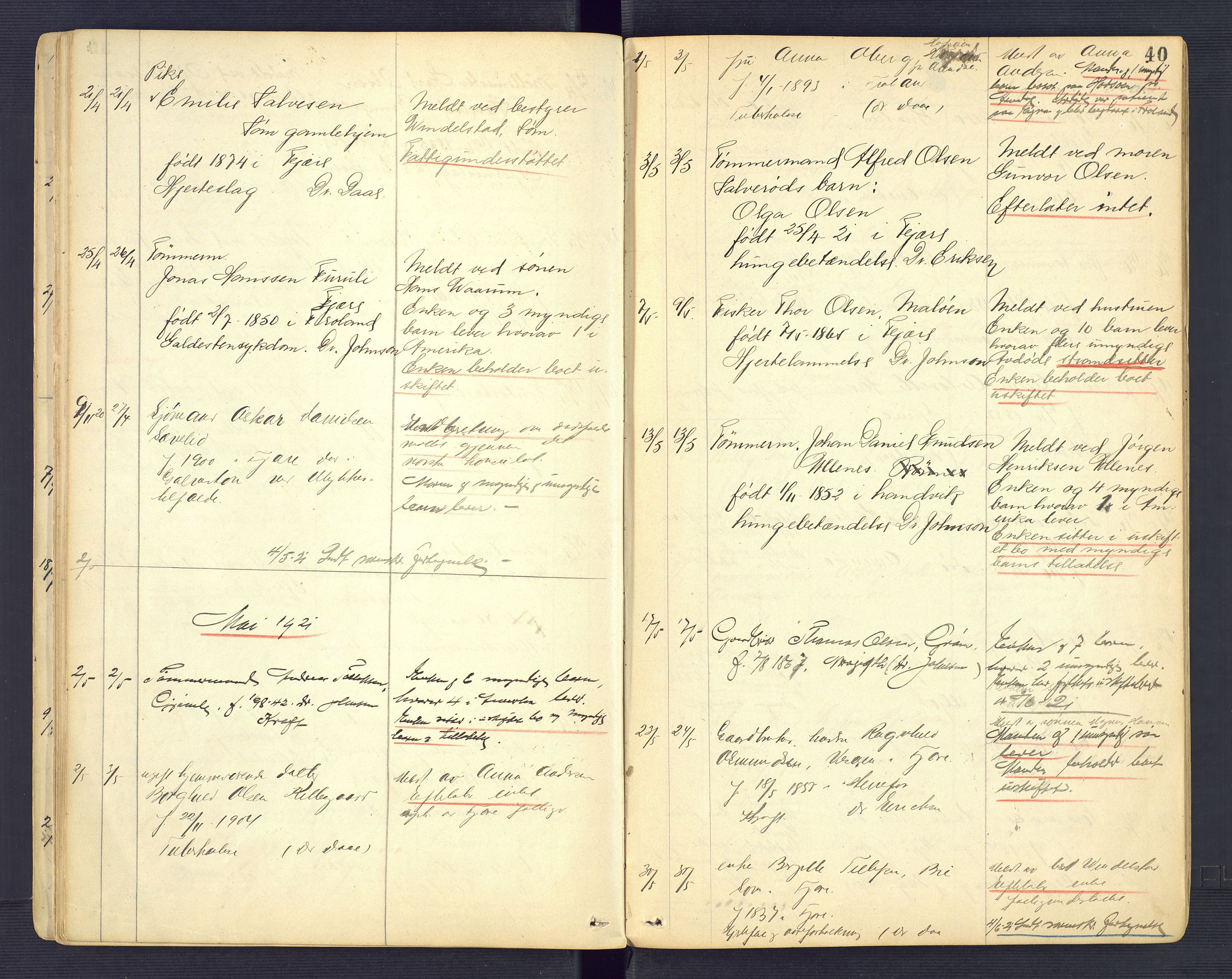 Landvik og Fjære lensmannskontor, AV/SAK-1241-0027/F/Fe/L0002: Anmeldte dødsfall nr 31, 1915-1926