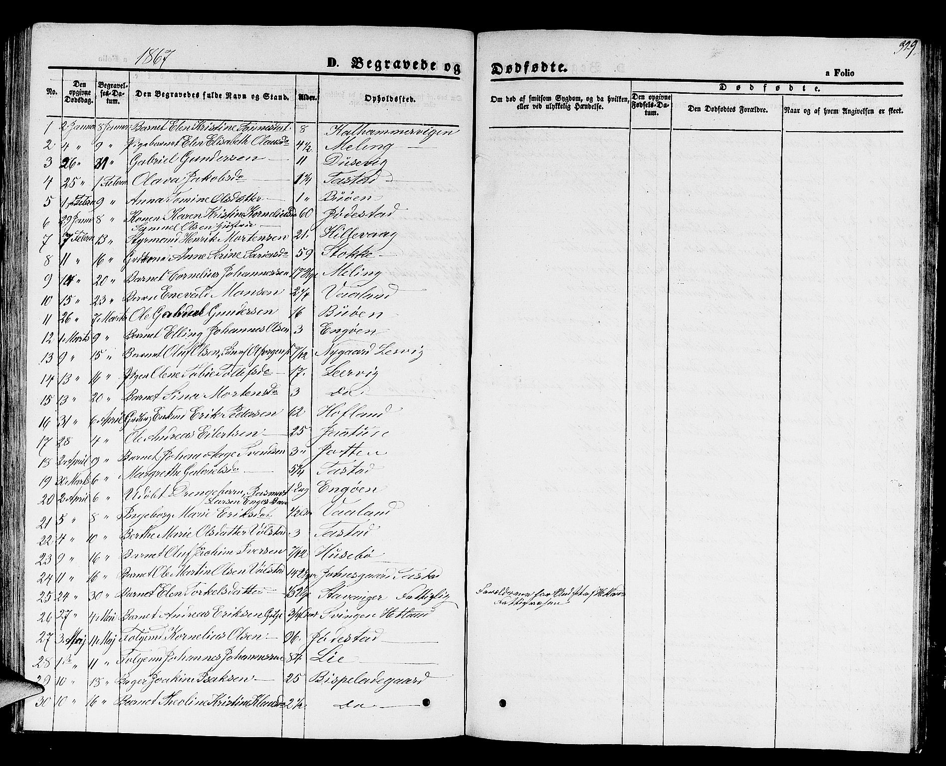 Hetland sokneprestkontor, SAST/A-101826/30/30BB/L0001: Parish register (copy) no. B 1, 1850-1868, p. 329