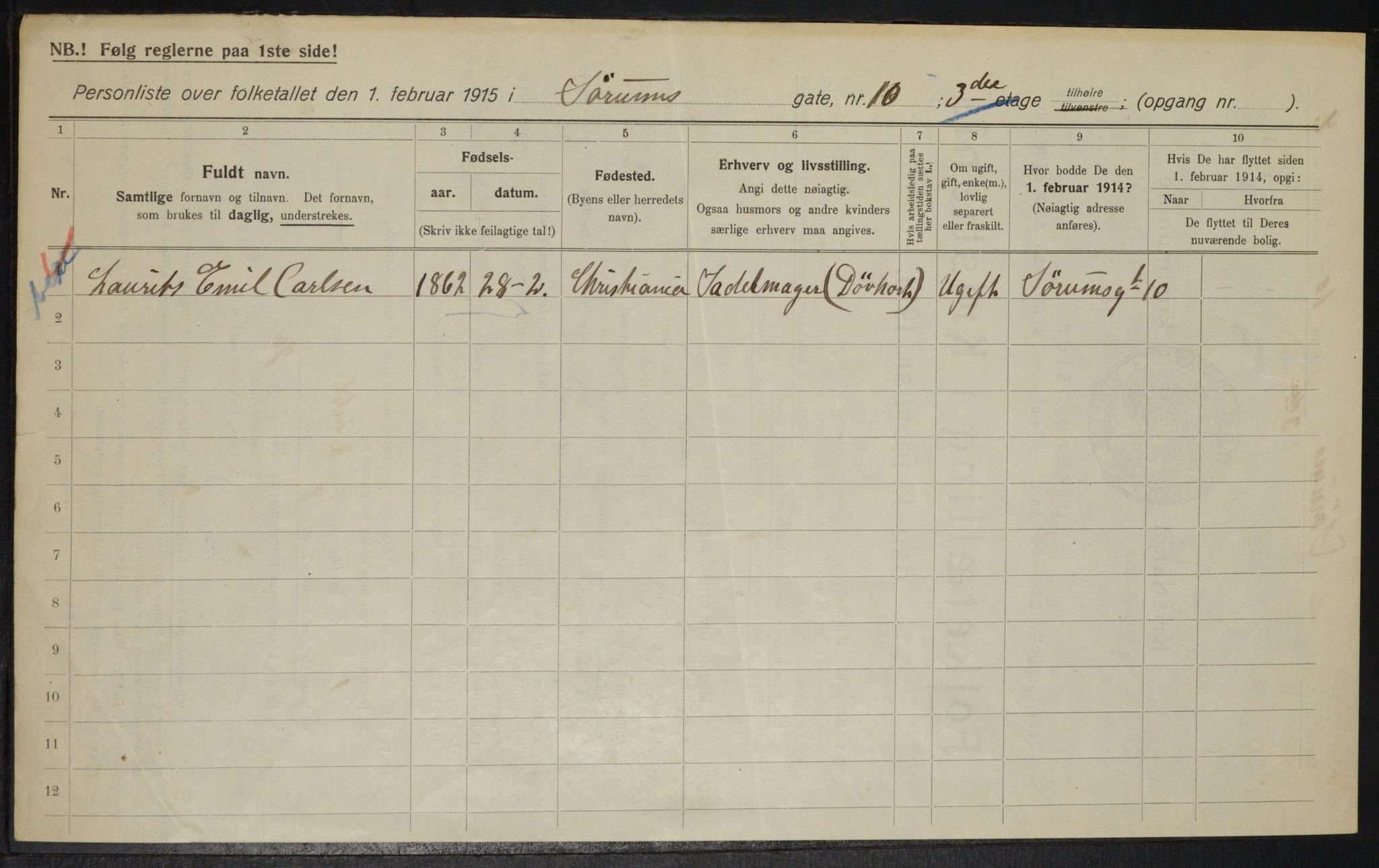 OBA, Municipal Census 1915 for Kristiania, 1915, p. 107281