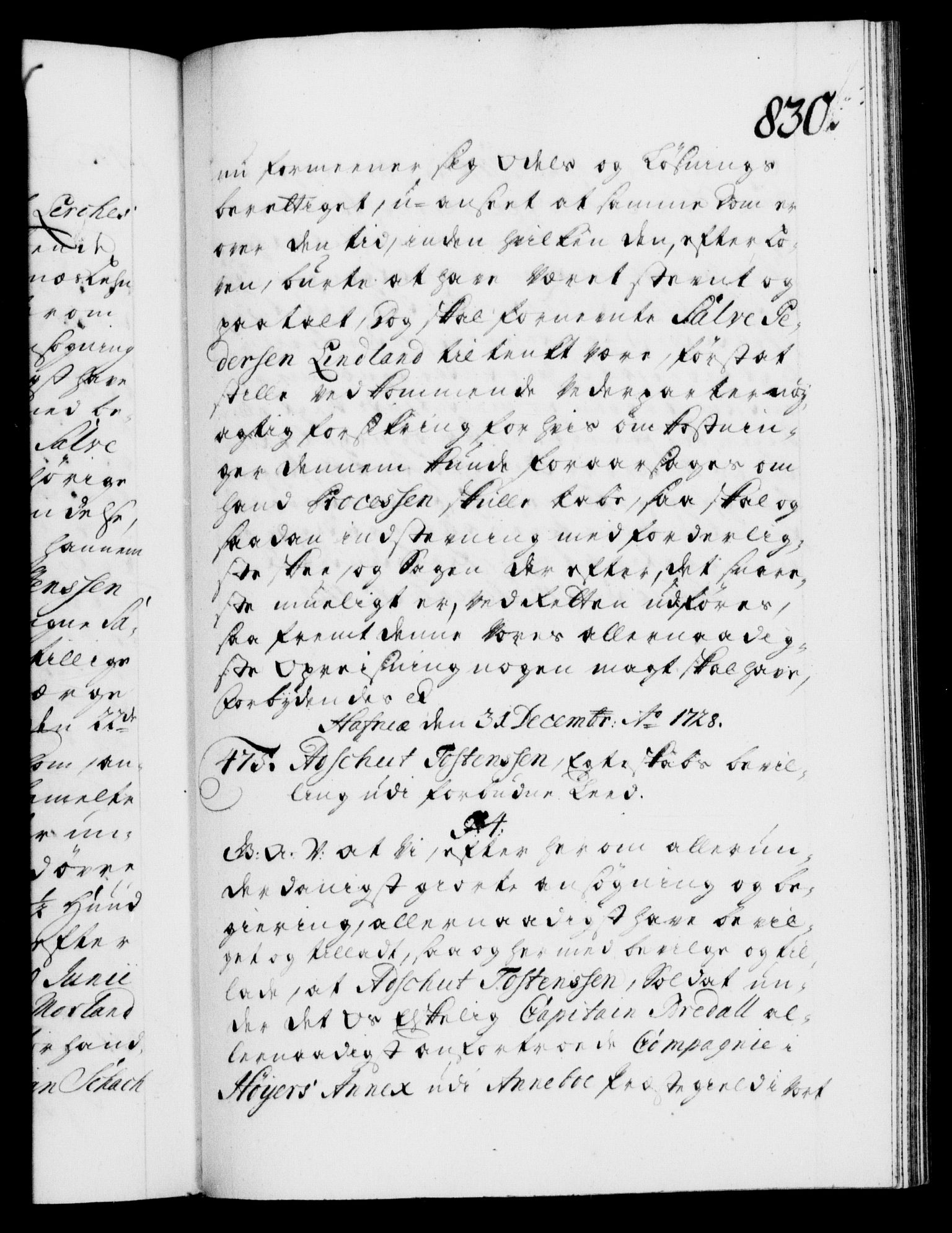Danske Kanselli 1572-1799, AV/RA-EA-3023/F/Fc/Fca/Fcaa/L0025: Norske registre, 1726-1728, p. 830a