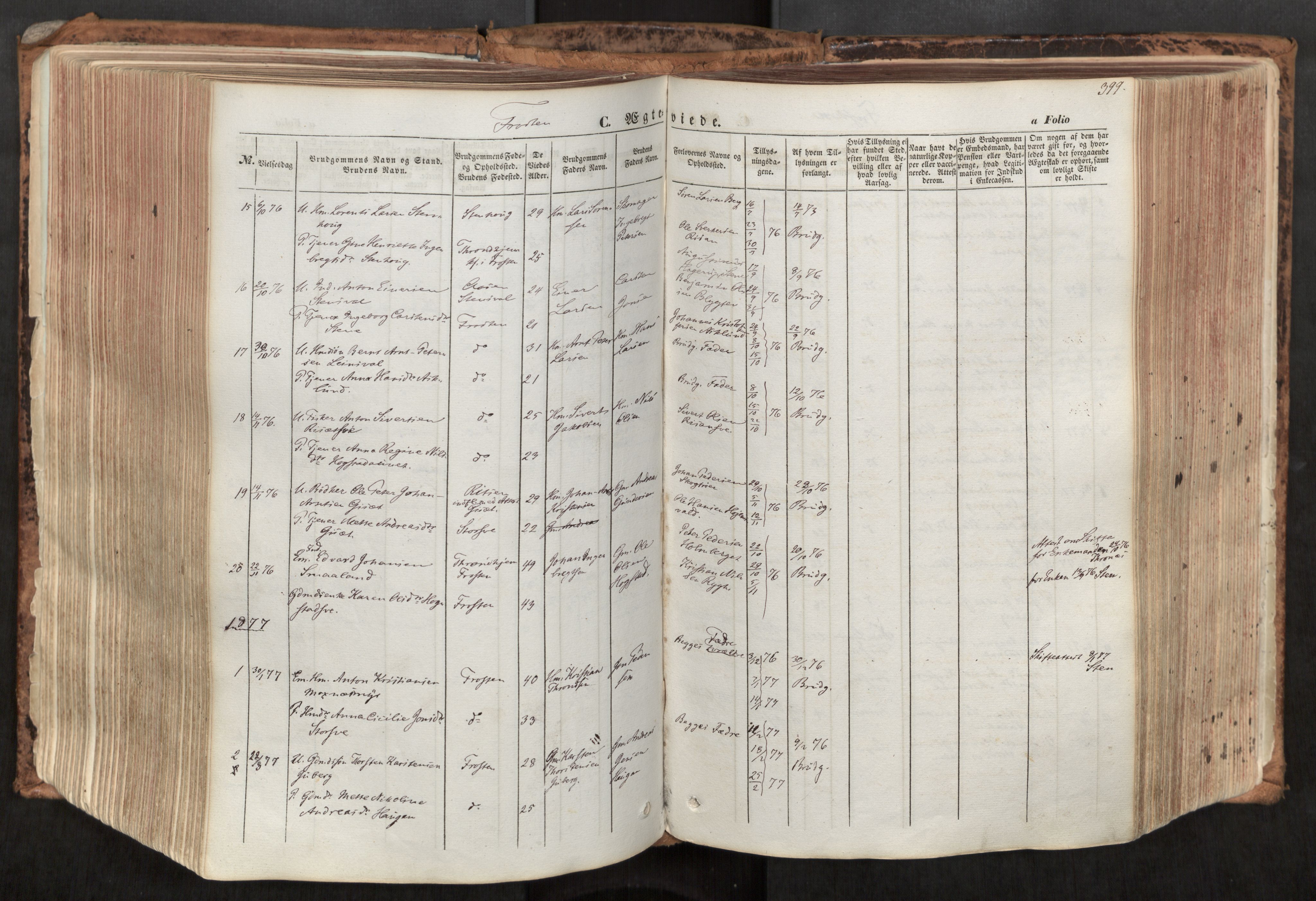 Ministerialprotokoller, klokkerbøker og fødselsregistre - Nord-Trøndelag, SAT/A-1458/713/L0116: Parish register (official) no. 713A07, 1850-1877, p. 399