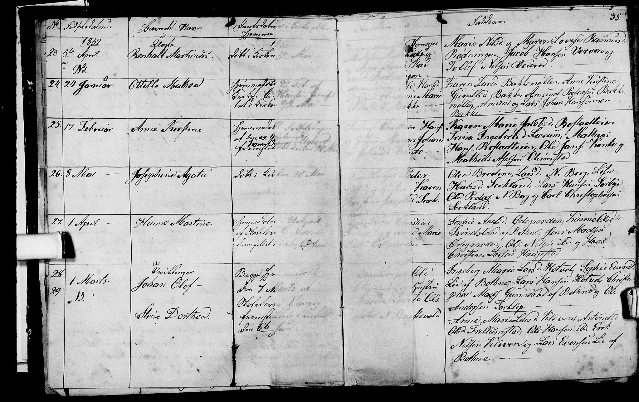 Våle kirkebøker, AV/SAKO-A-334/G/Ga/L0002: Parish register (copy) no. I 2, 1851-1863, p. 34-35