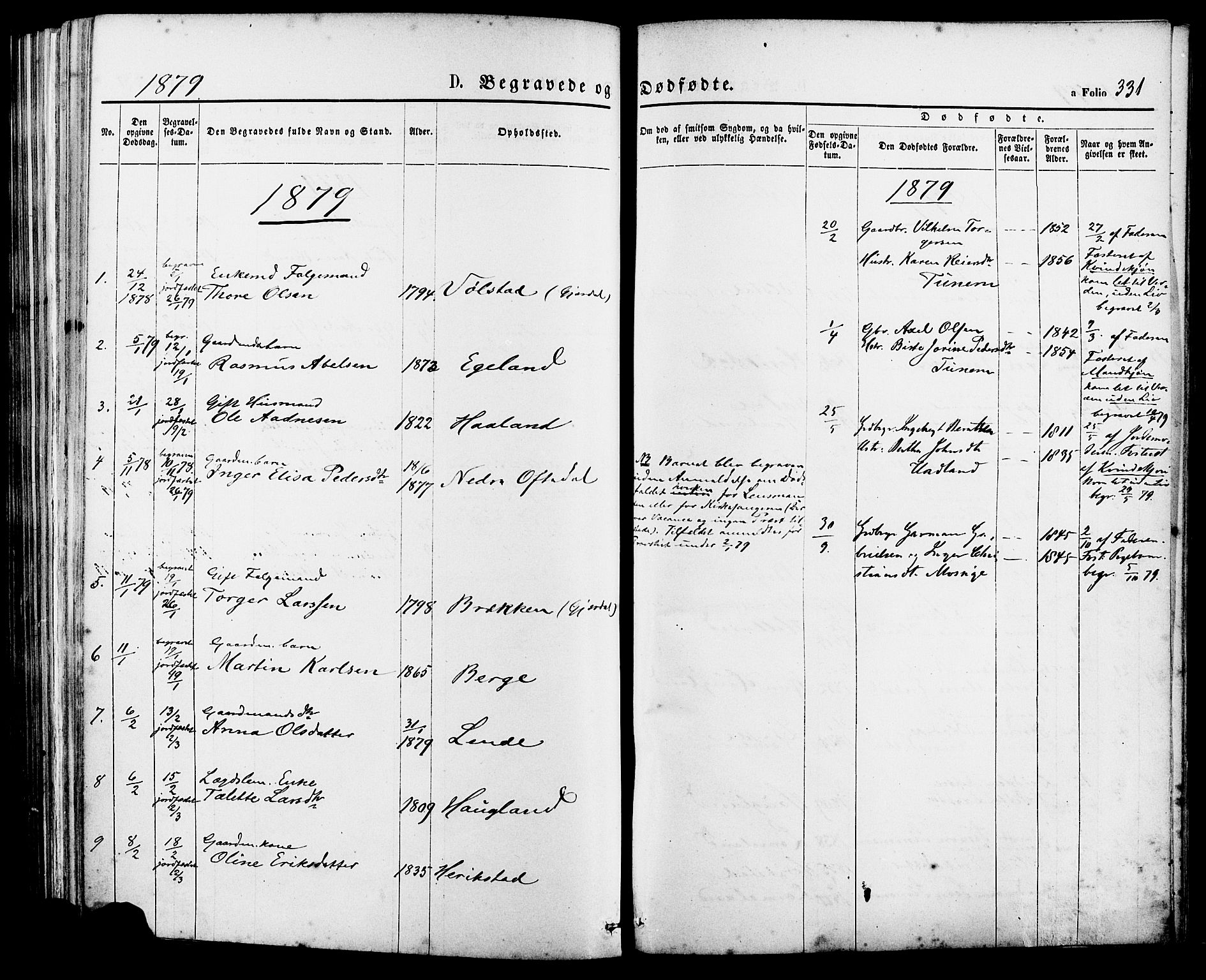 Lye sokneprestkontor, SAST/A-101794/001/30BA/L0008: Parish register (official) no. A 7, 1872-1881, p. 331