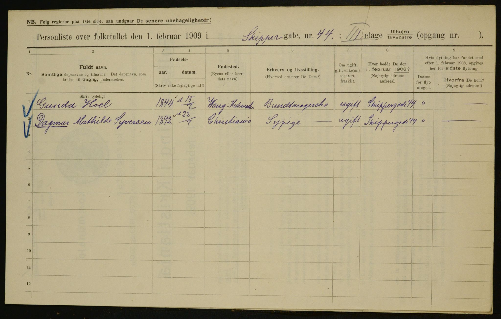 OBA, Municipal Census 1909 for Kristiania, 1909, p. 86829