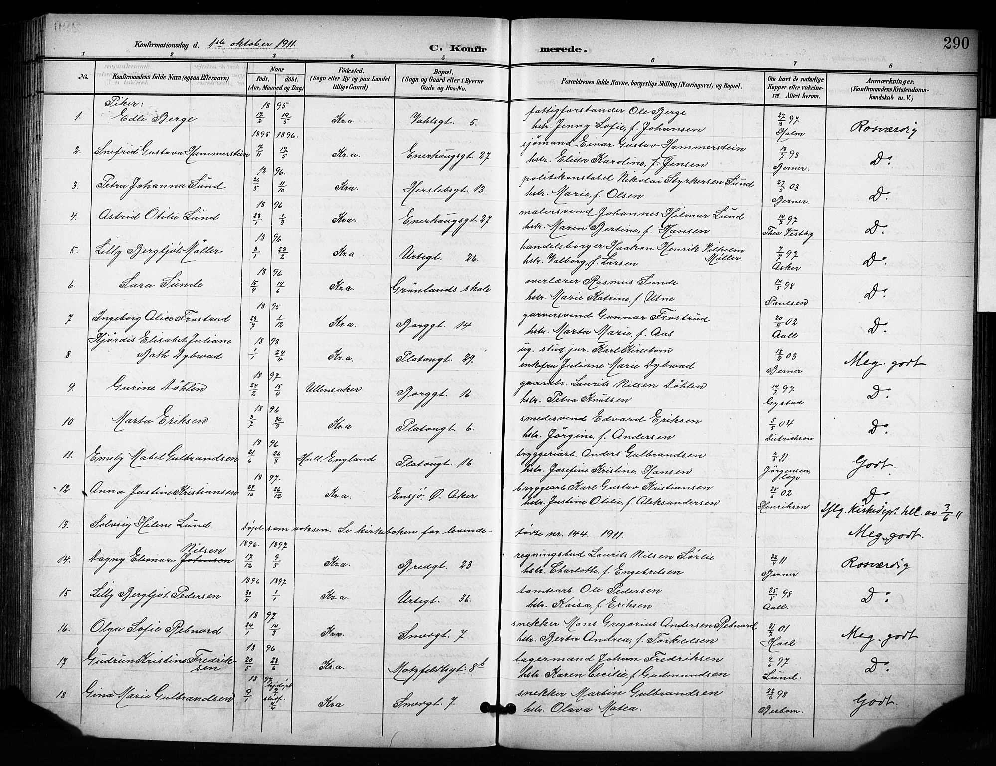 Grønland prestekontor Kirkebøker, SAO/A-10848/F/Fa/L0015: Parish register (official) no. 15, 1899-1919, p. 290