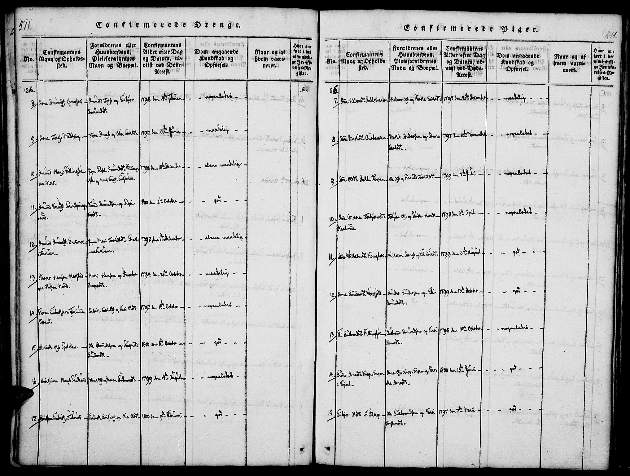 Vinger prestekontor, AV/SAH-PREST-024/H/Ha/Haa/L0006: Parish register (official) no. 6, 1814-1825, p. 511-512