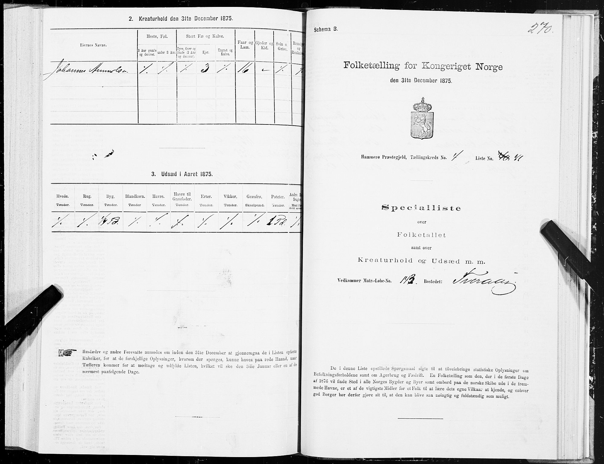 SAT, 1875 census for 1849P Hamarøy, 1875, p. 2270