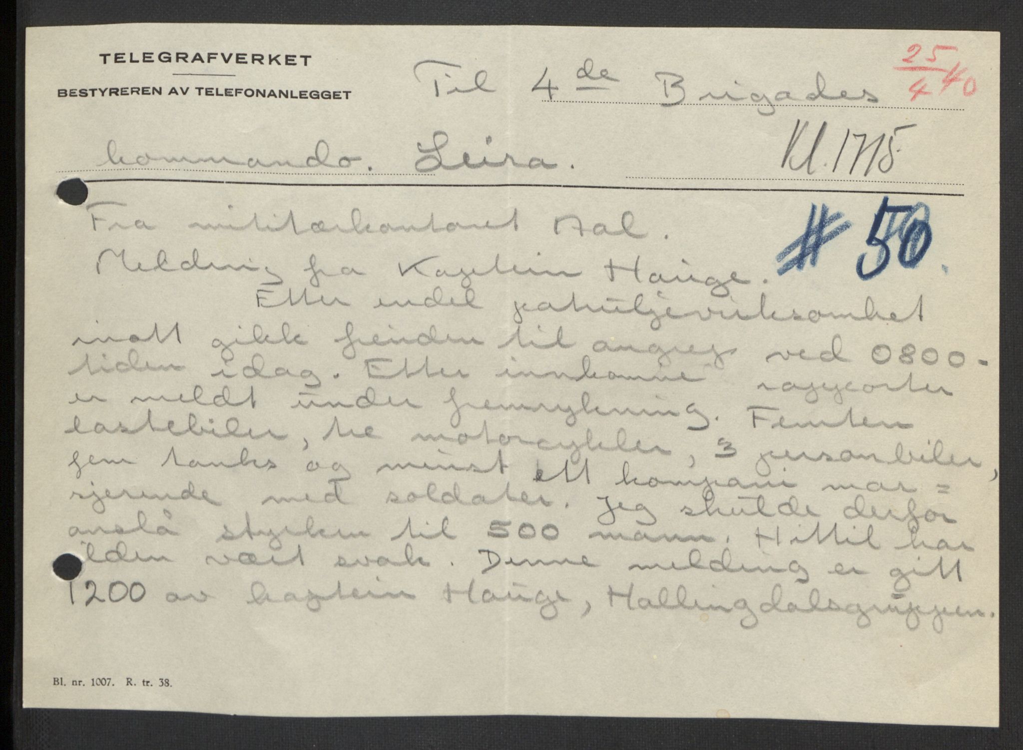 Forsvaret, Forsvarets krigshistoriske avdeling, AV/RA-RAFA-2017/Y/Yb/L0104: II-C-11-430  -  4. Divisjon., 1940, p. 227