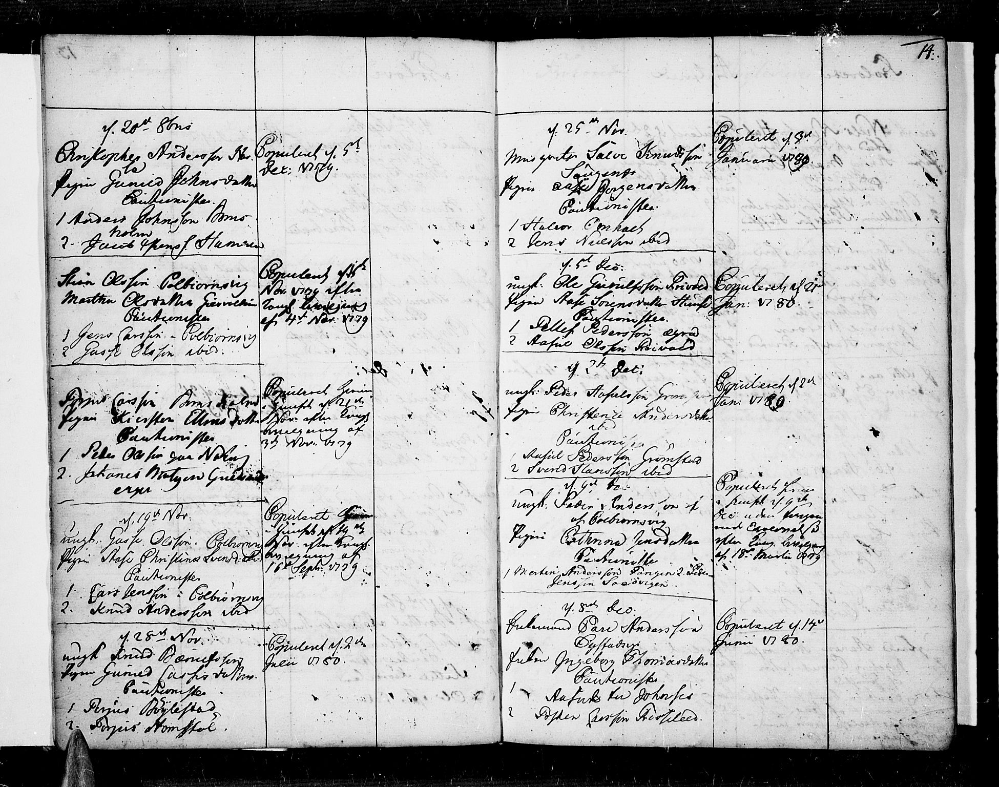 Øyestad sokneprestkontor, AV/SAK-1111-0049/F/Fa/L0009: Parish register (official) no. A 9, 1778-1808, p. 14