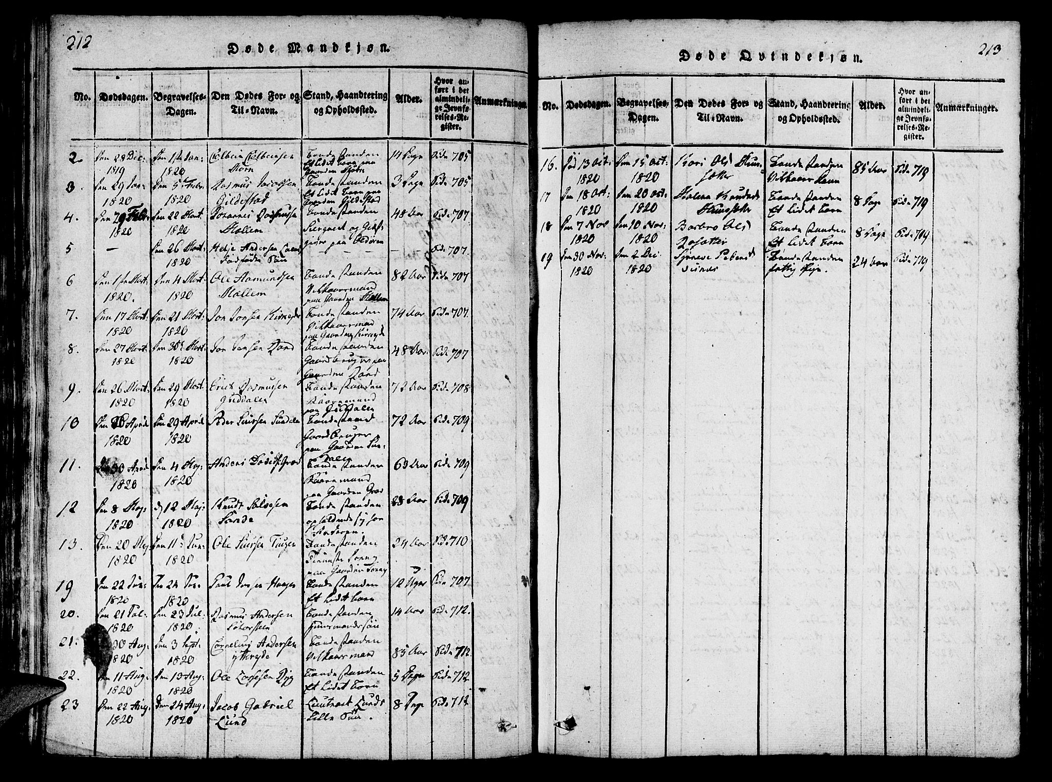 Innvik sokneprestembete, AV/SAB-A-80501: Parish register (official) no. A 2, 1816-1821, p. 212-213