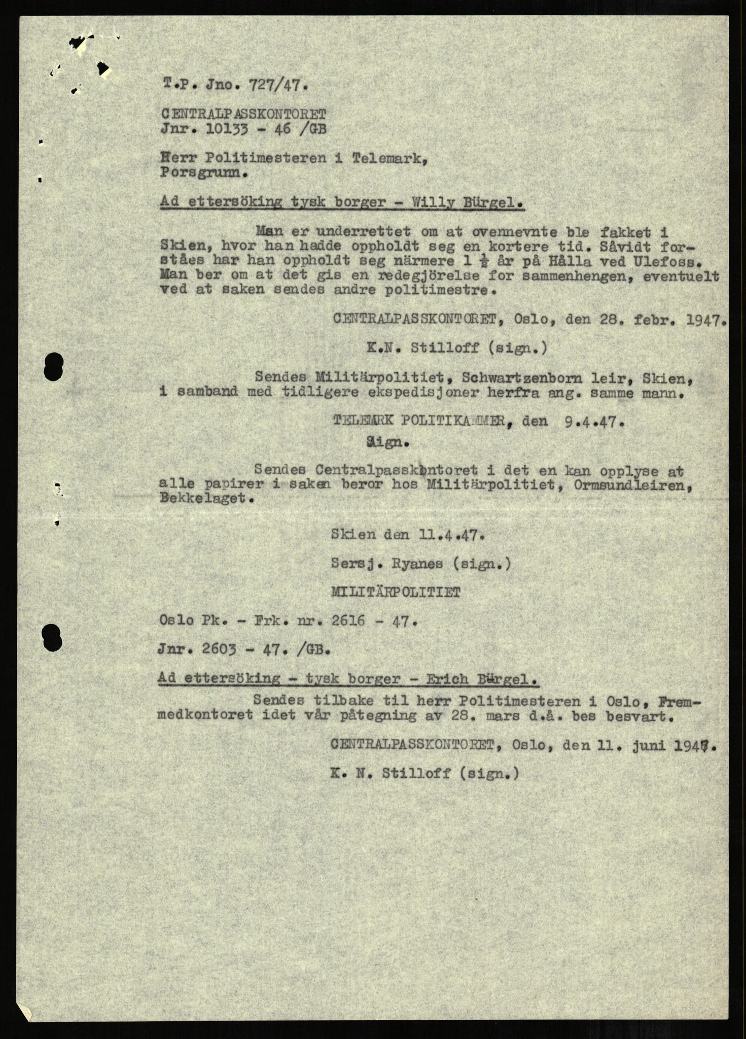 Forsvaret, Forsvarets overkommando II, RA/RAFA-3915/D/Db/L0001: CI Questionaires. Tyske okkupasjonsstyrker i Norge. Tyskere., 1945-1946, p. 231