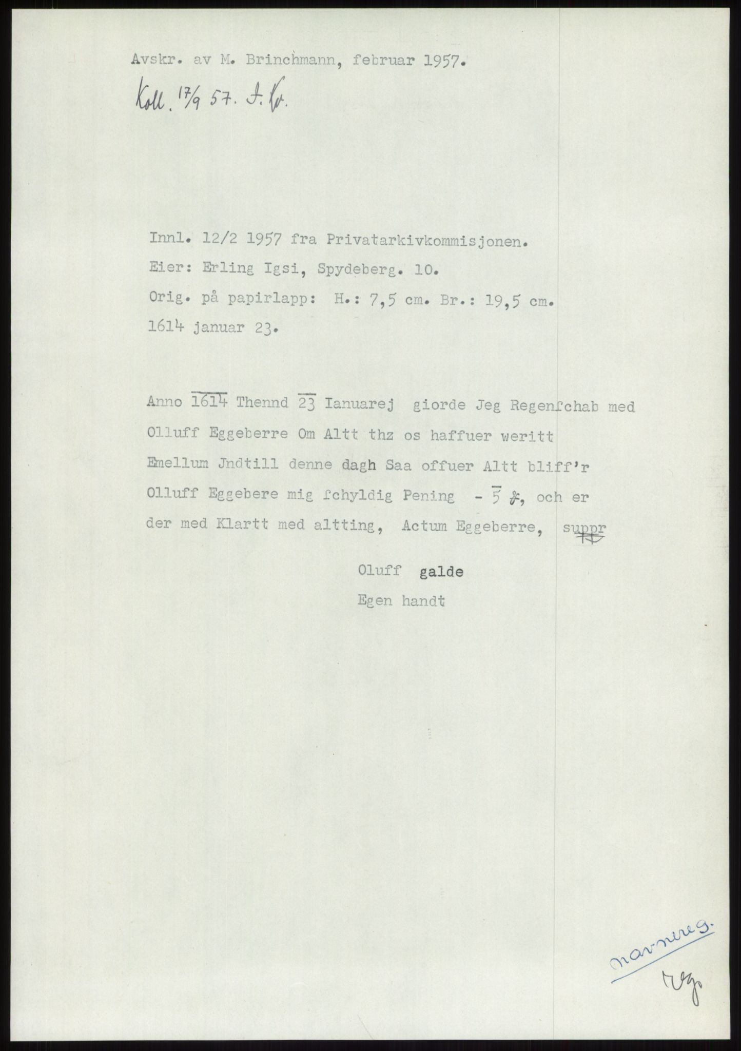 Samlinger til kildeutgivelse, Diplomavskriftsamlingen, RA/EA-4053/H/Ha, p. 369