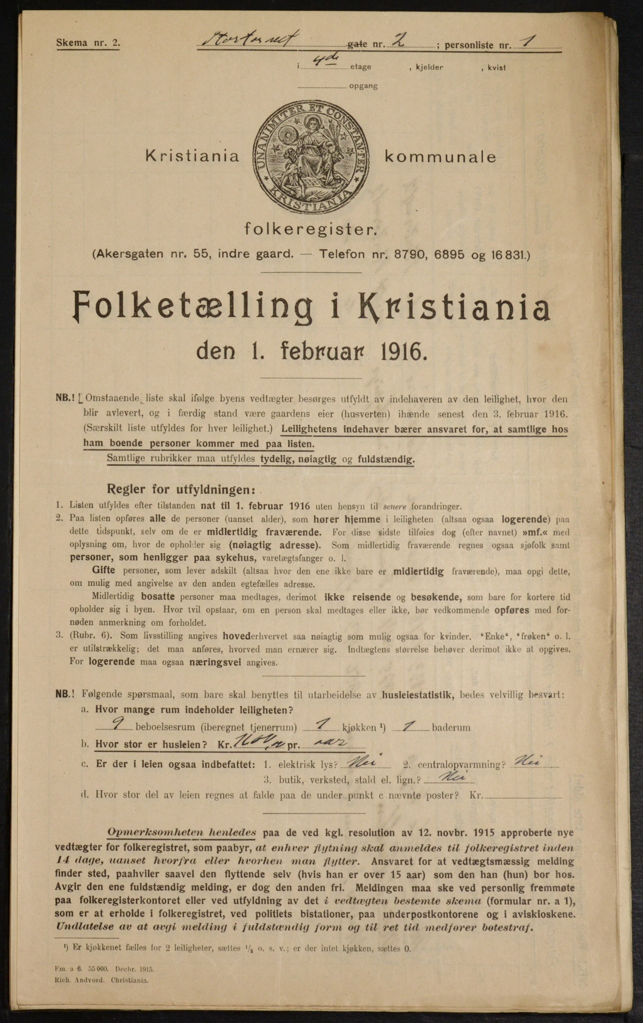 OBA, Municipal Census 1916 for Kristiania, 1916, p. 106383