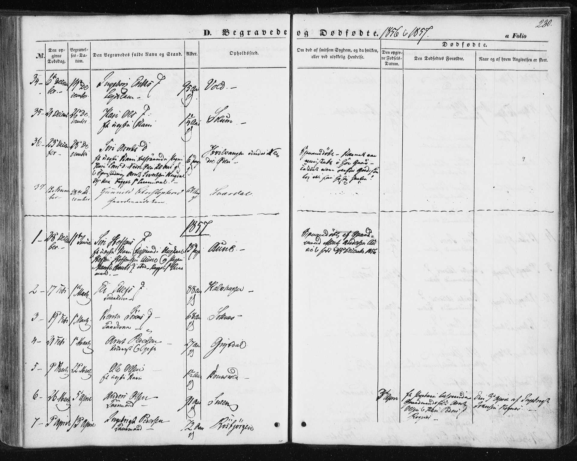 Ministerialprotokoller, klokkerbøker og fødselsregistre - Sør-Trøndelag, AV/SAT-A-1456/687/L1000: Parish register (official) no. 687A06, 1848-1869, p. 230