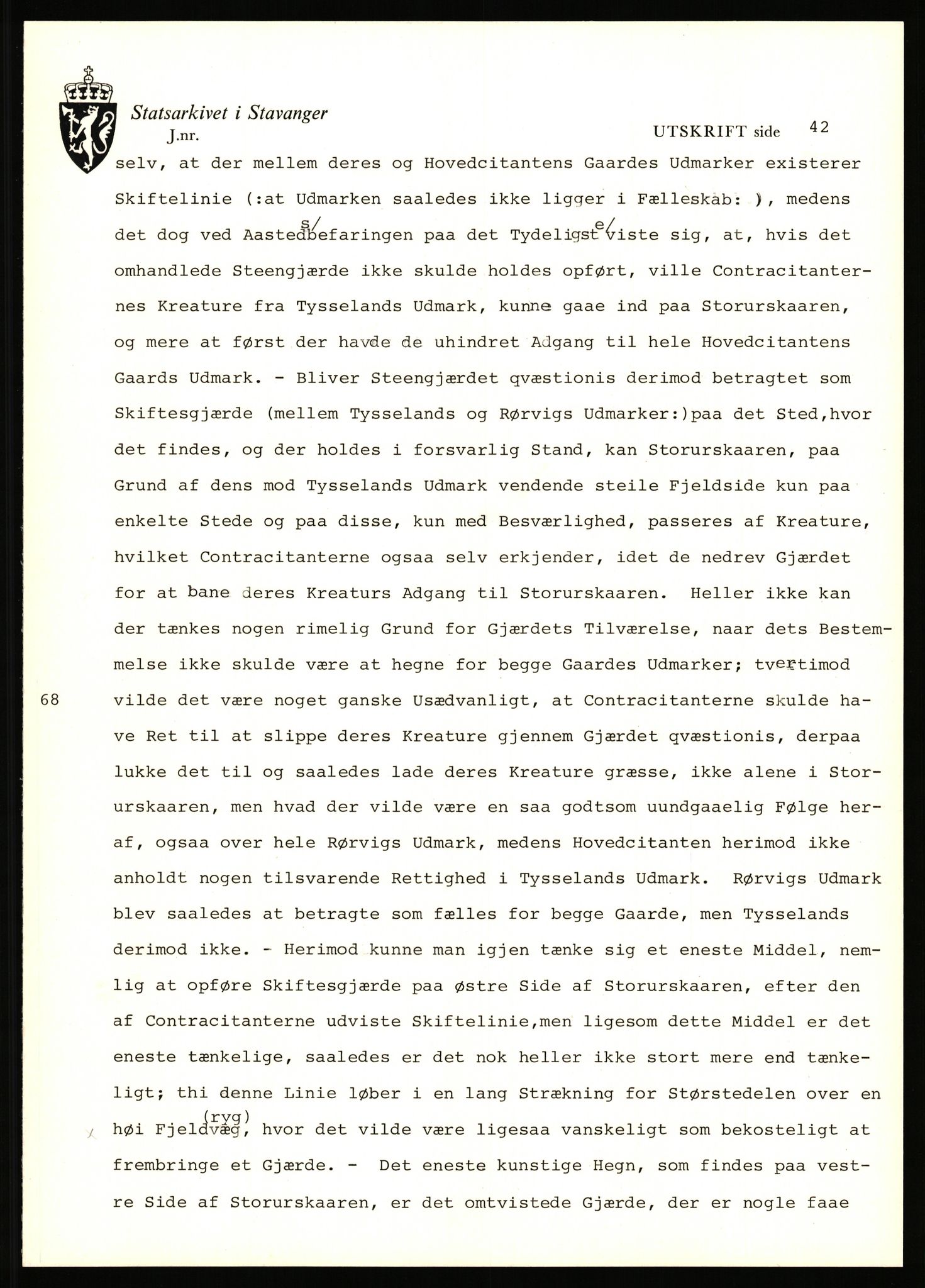 Statsarkivet i Stavanger, SAST/A-101971/03/Y/Yj/L0071: Avskrifter sortert etter gårdsnavn: Røden lille - Røvær, 1750-1930, p. 278