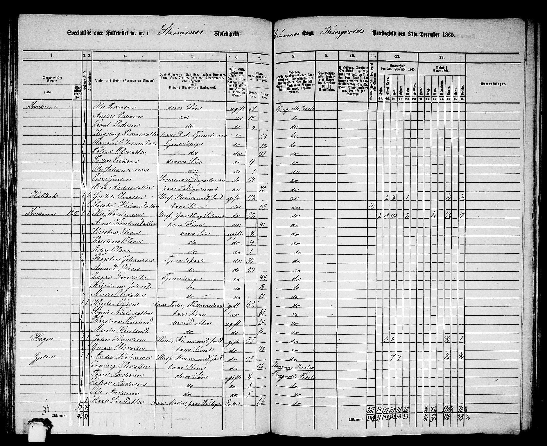 RA, 1865 census for Tingvoll, 1865, p. 122