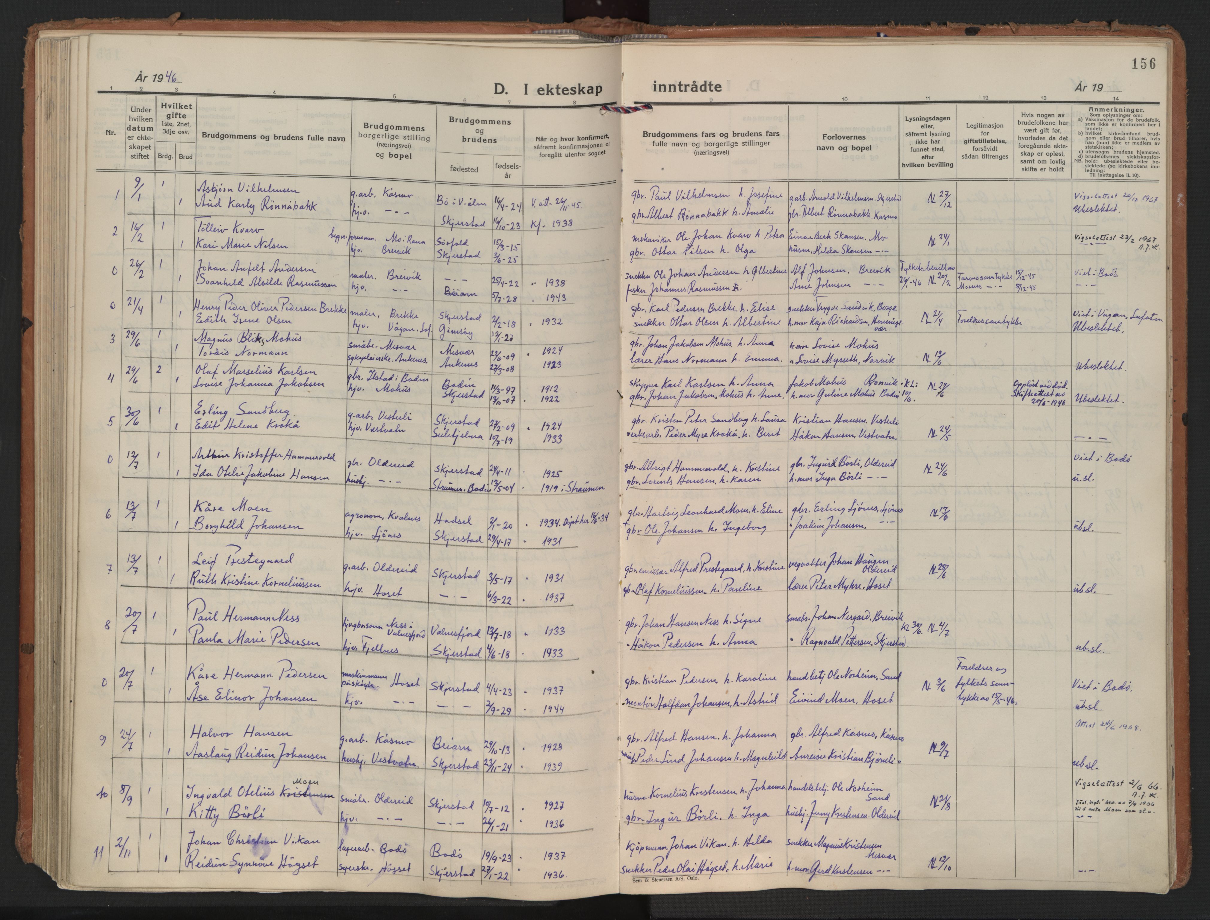 Ministerialprotokoller, klokkerbøker og fødselsregistre - Nordland, SAT/A-1459/852/L0749: Parish register (official) no. 852A19, 1933-1951, p. 156