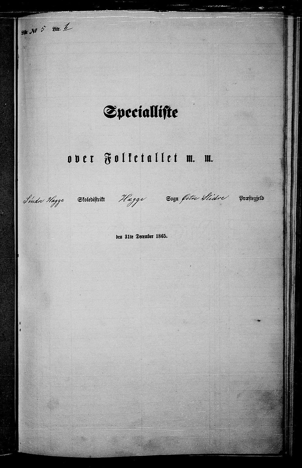 RA, 1865 census for Øystre Slidre, 1865, p. 59