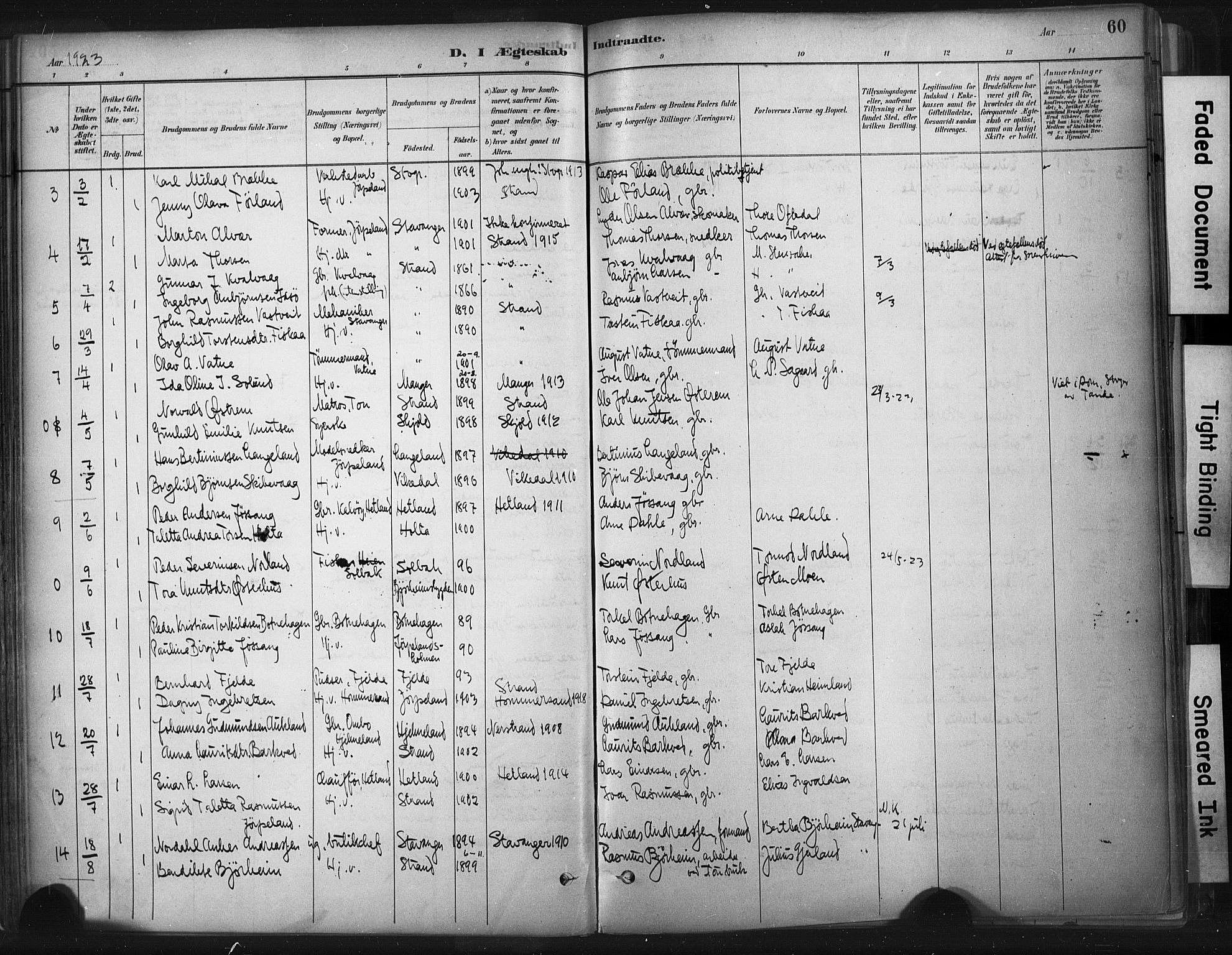 Strand sokneprestkontor, AV/SAST-A-101828/H/Ha/Haa/L0010: Parish register (official) no. A 10, 1882-1929, p. 60