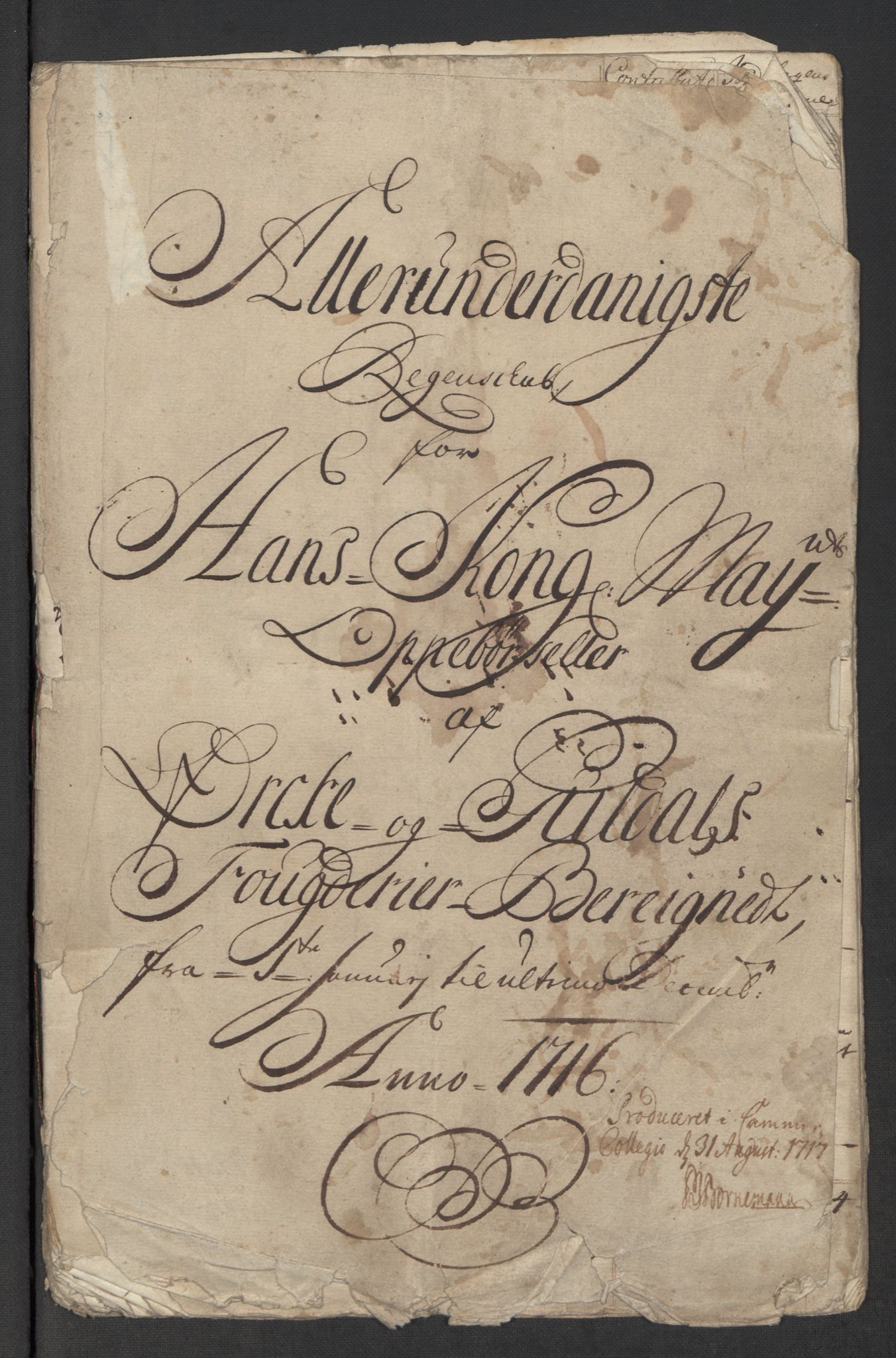 Rentekammeret inntil 1814, Reviderte regnskaper, Fogderegnskap, AV/RA-EA-4092/R60/L3967: Fogderegnskap Orkdal og Gauldal, 1716, p. 4