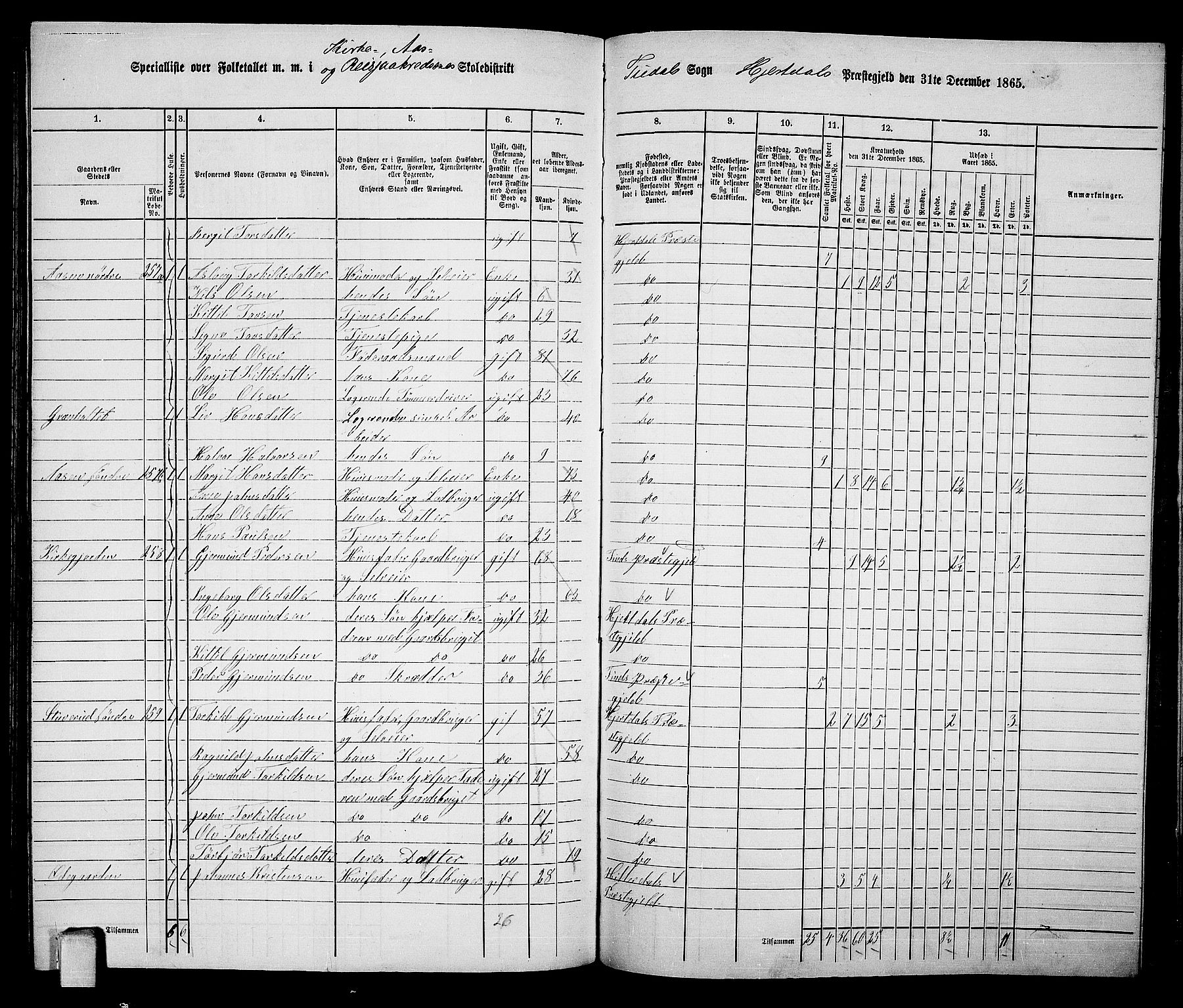 RA, 1865 census for Hjartdal, 1865, p. 126