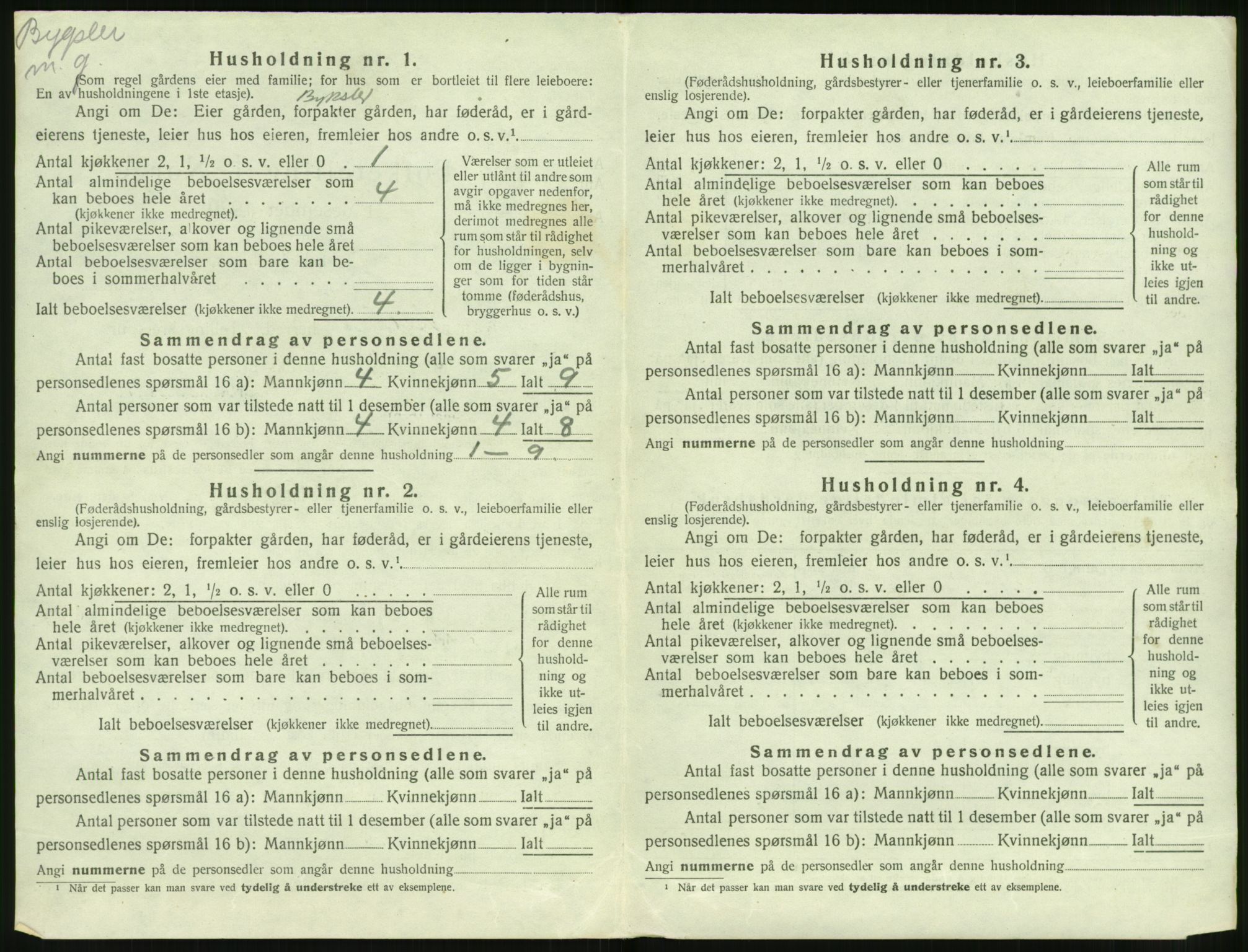 SAT, 1920 census for Volda, 1920, p. 1325