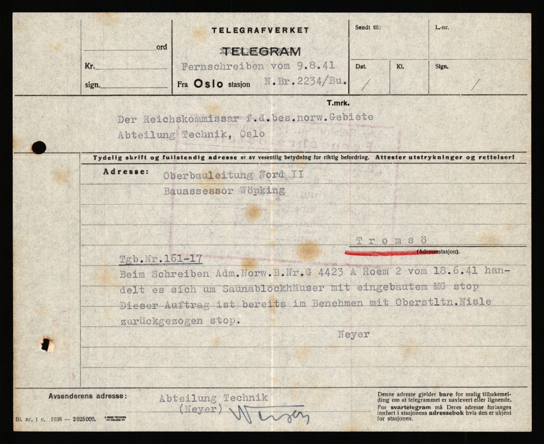 Tyske arkiver, Organisation Todt (OT), Einsatzgruppe Wiking, AV/RA-RAFA-2188/2/B/Bb/L0006: Korrespondanse med Kriegsmarine, 1940-1941, p. 540