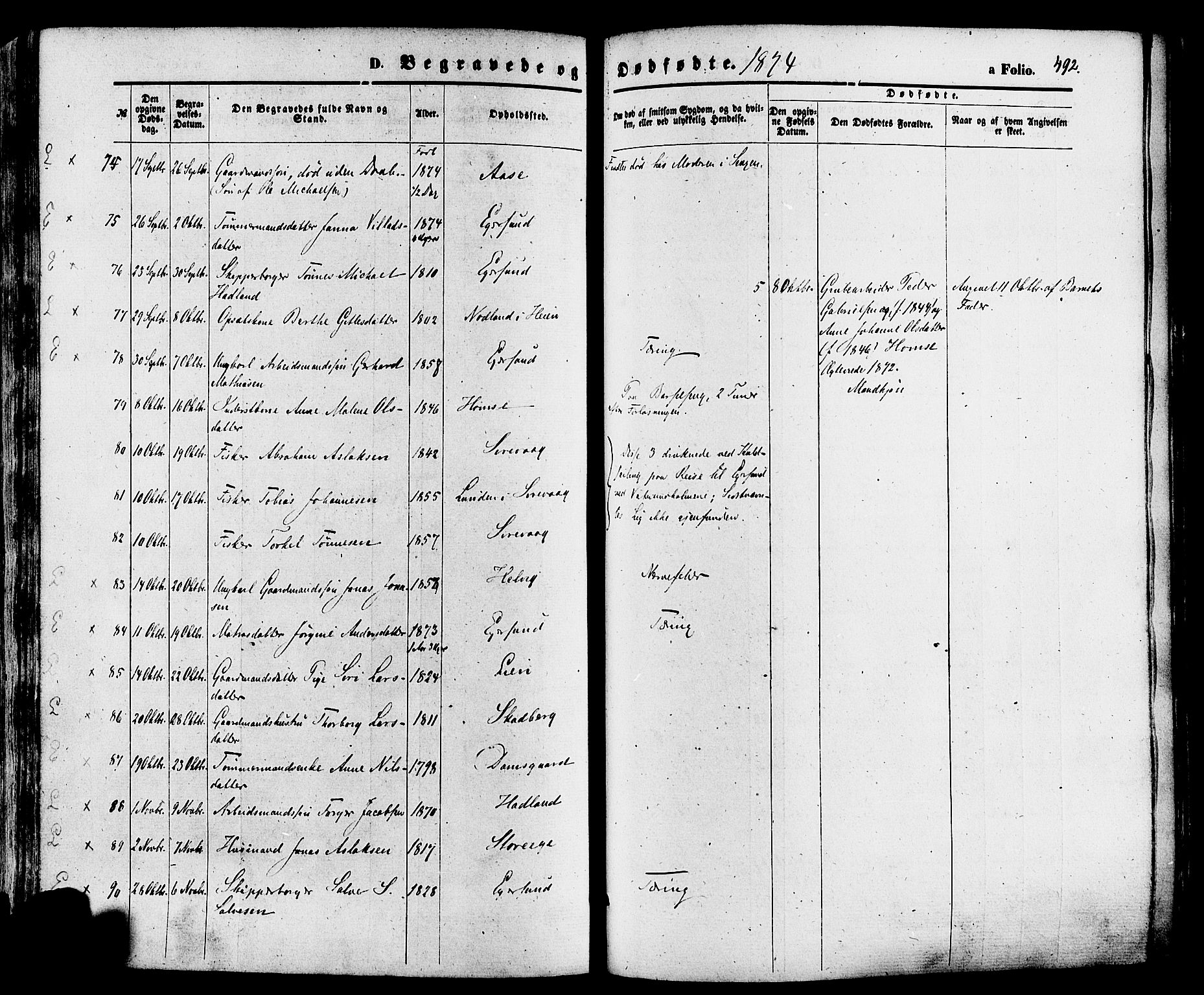 Eigersund sokneprestkontor, AV/SAST-A-101807/S08/L0014: Parish register (official) no. A 13, 1866-1878, p. 492