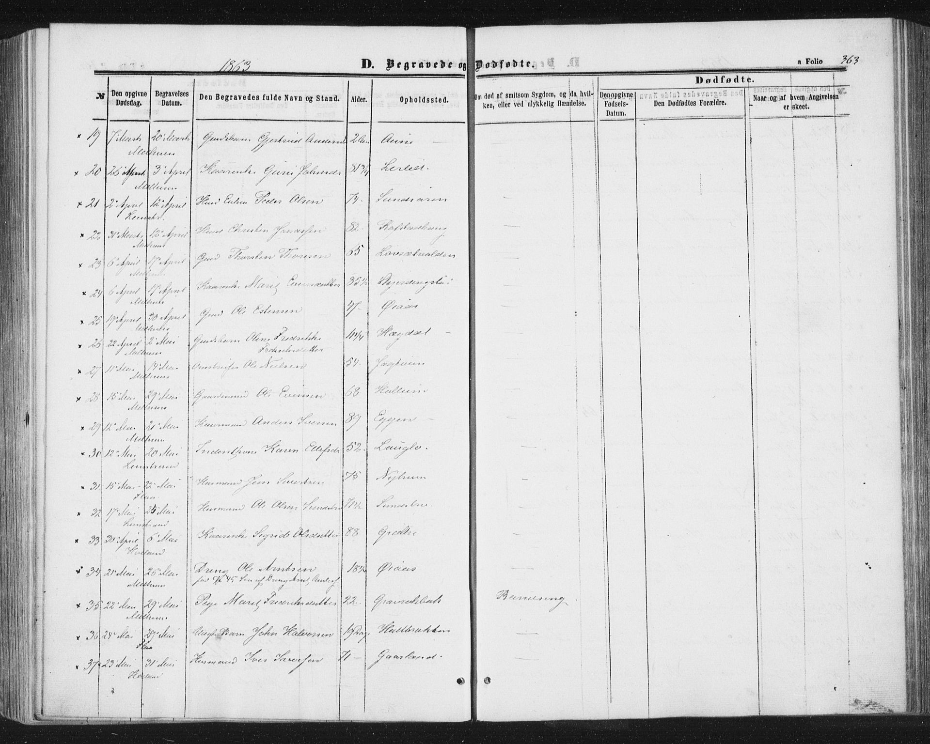 Ministerialprotokoller, klokkerbøker og fødselsregistre - Sør-Trøndelag, SAT/A-1456/691/L1077: Parish register (official) no. 691A09, 1862-1873, p. 363