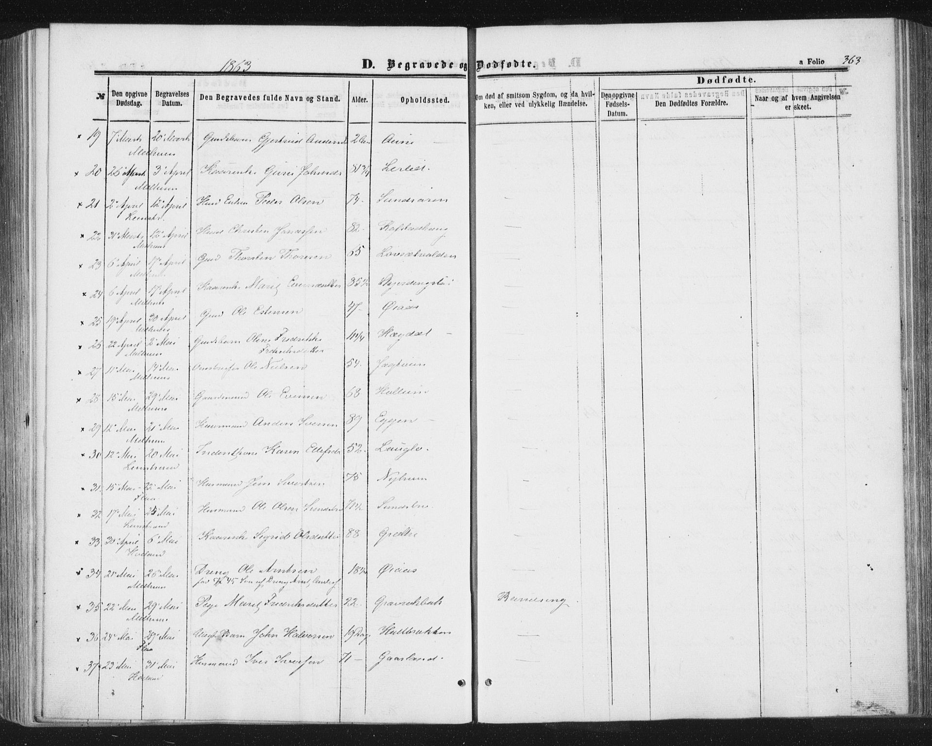 Ministerialprotokoller, klokkerbøker og fødselsregistre - Sør-Trøndelag, AV/SAT-A-1456/691/L1077: Parish register (official) no. 691A09, 1862-1873, p. 363