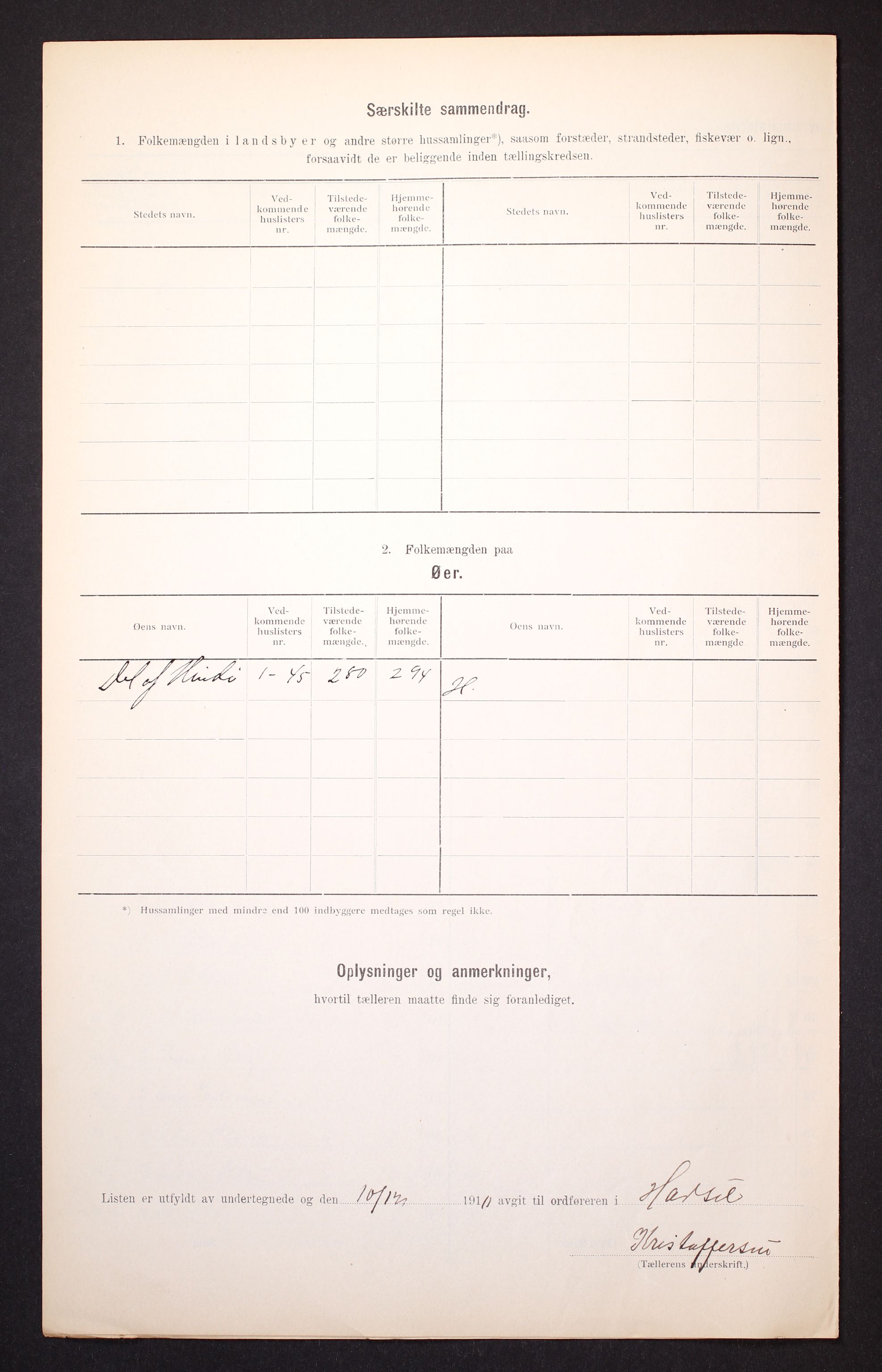 RA, 1910 census for Hadsel, 1910, p. 9